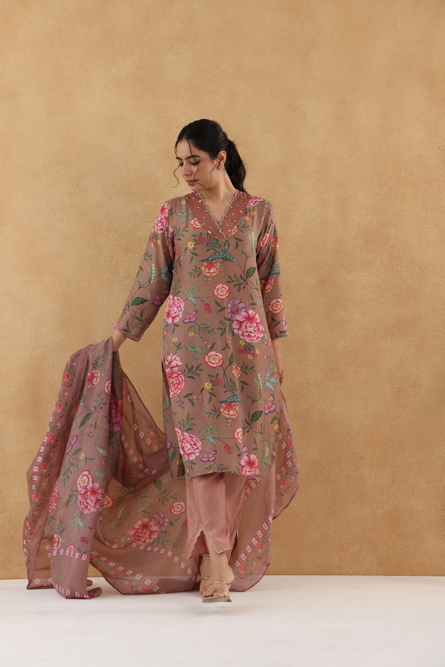 AKS BROWN KURTA SET