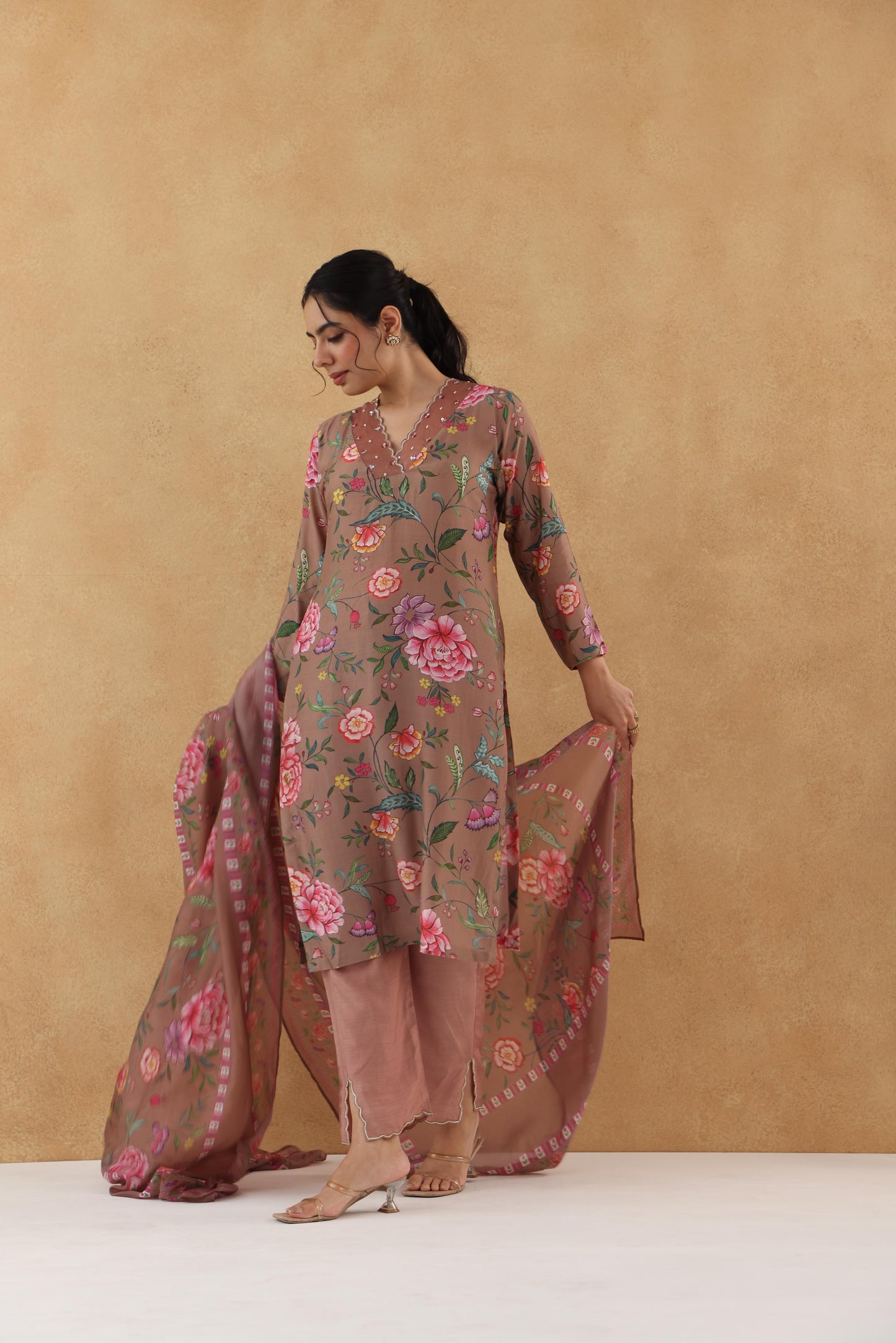 AKS BROWN KURTA SET
