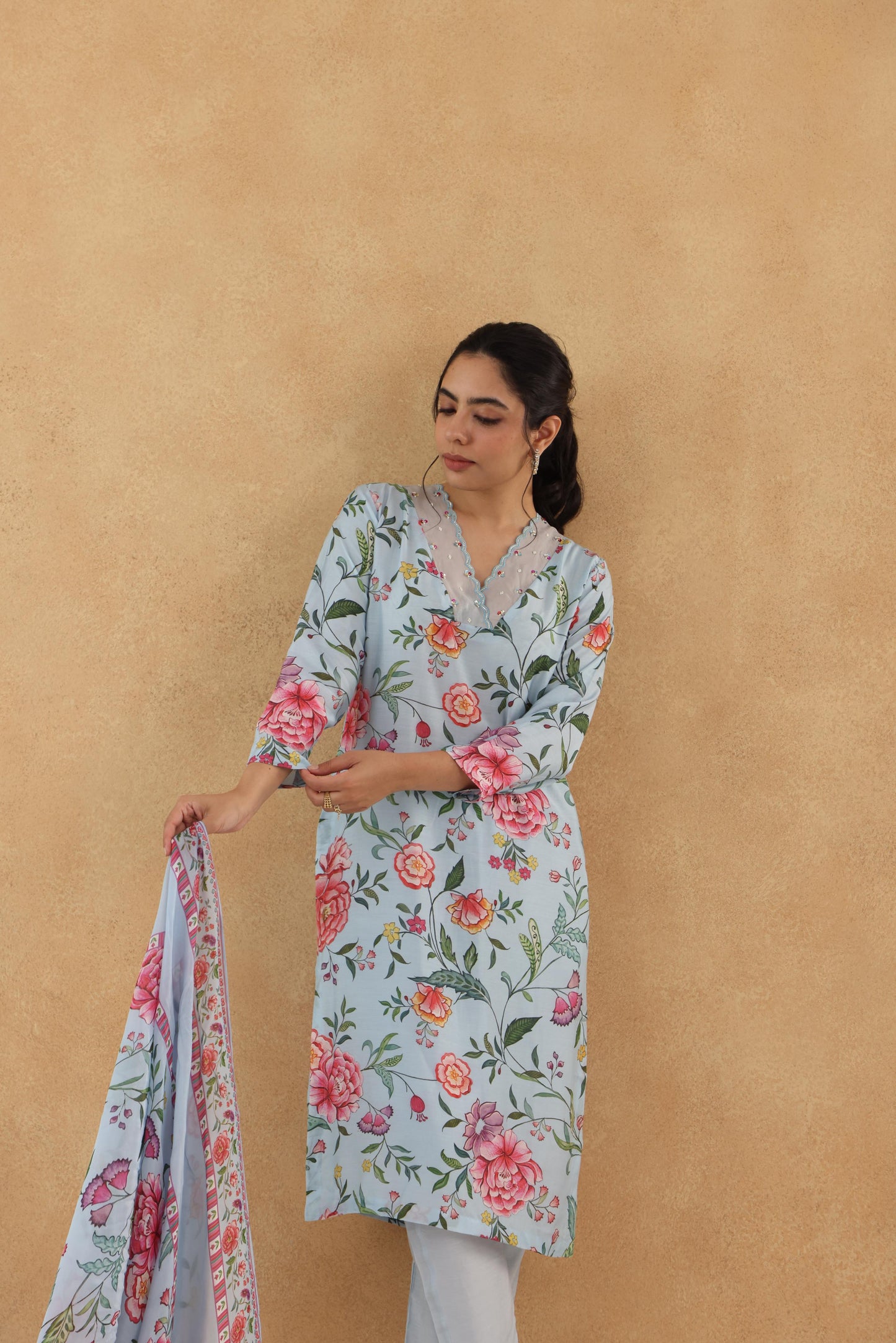 AKS SKY BLUE KURTA SET