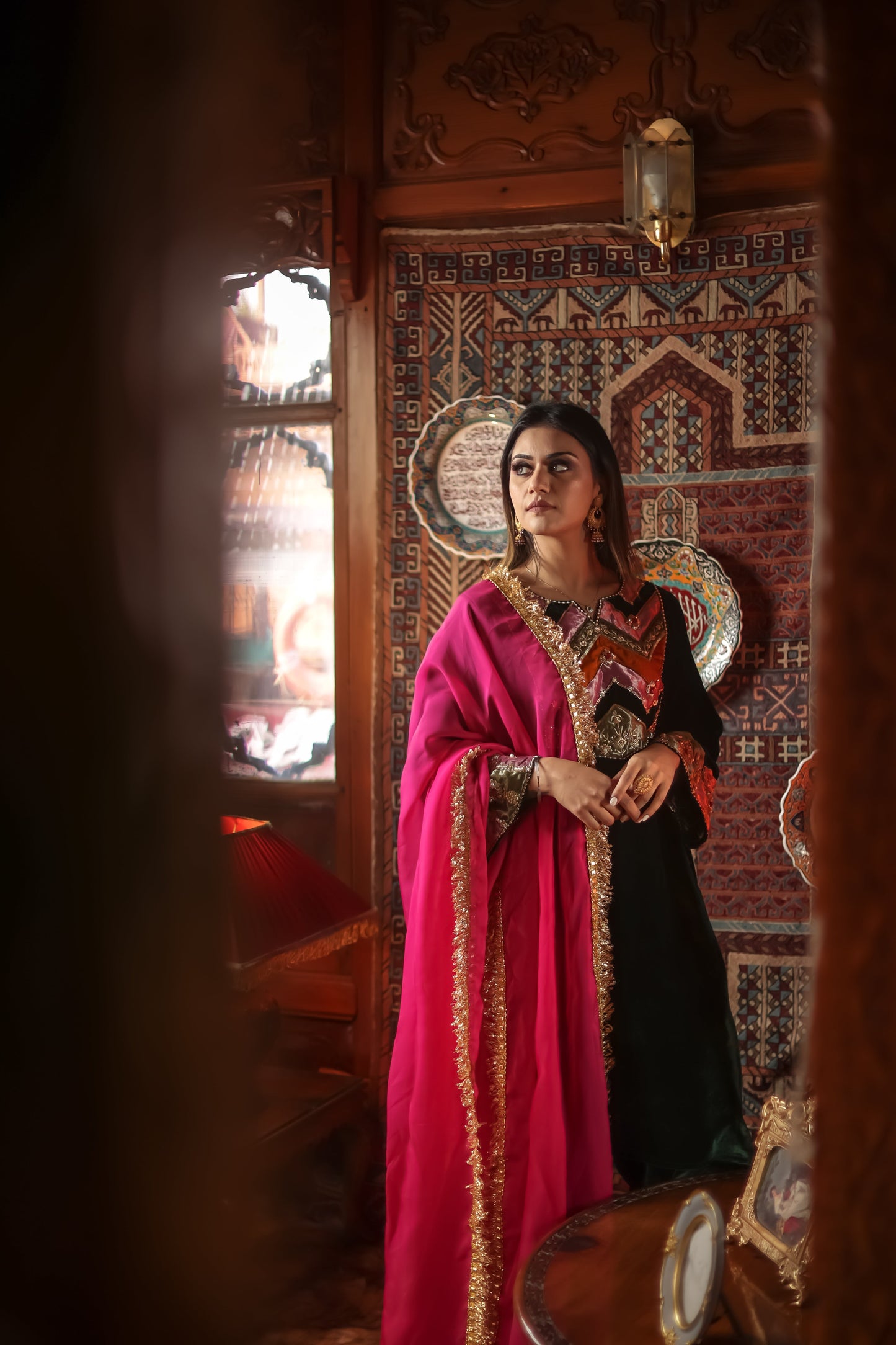 Green Silk Velvet Phiran