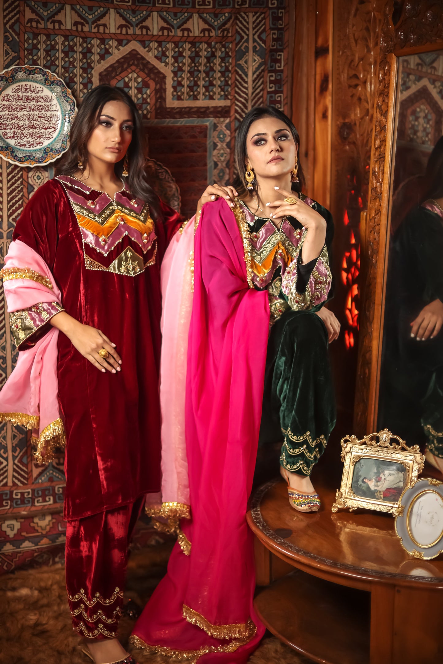Red Silk Velvet Phiran