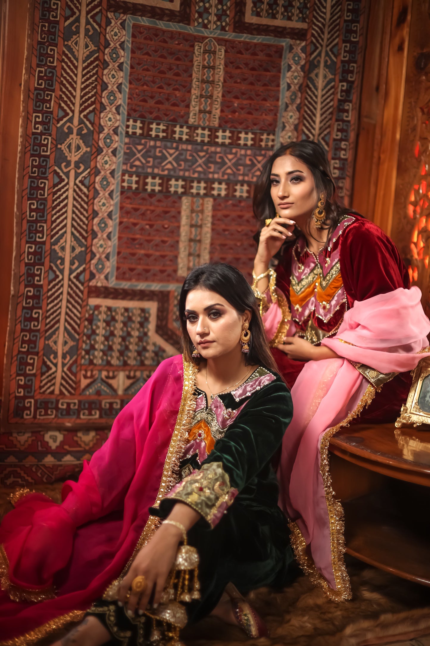 Red Silk Velvet Phiran
