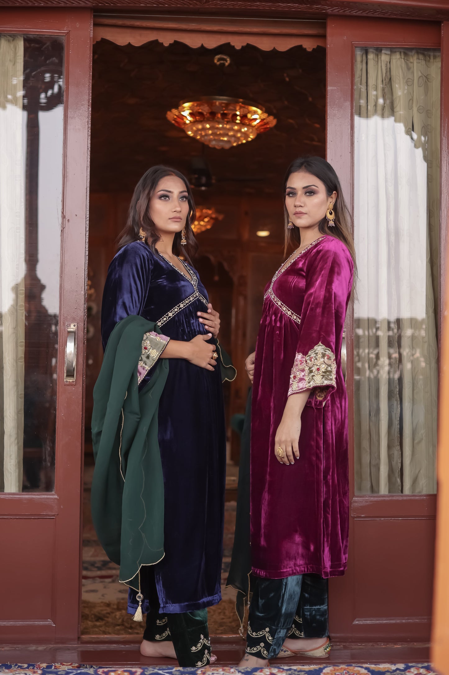 Magenta Pink Silk Velvet Anarkali