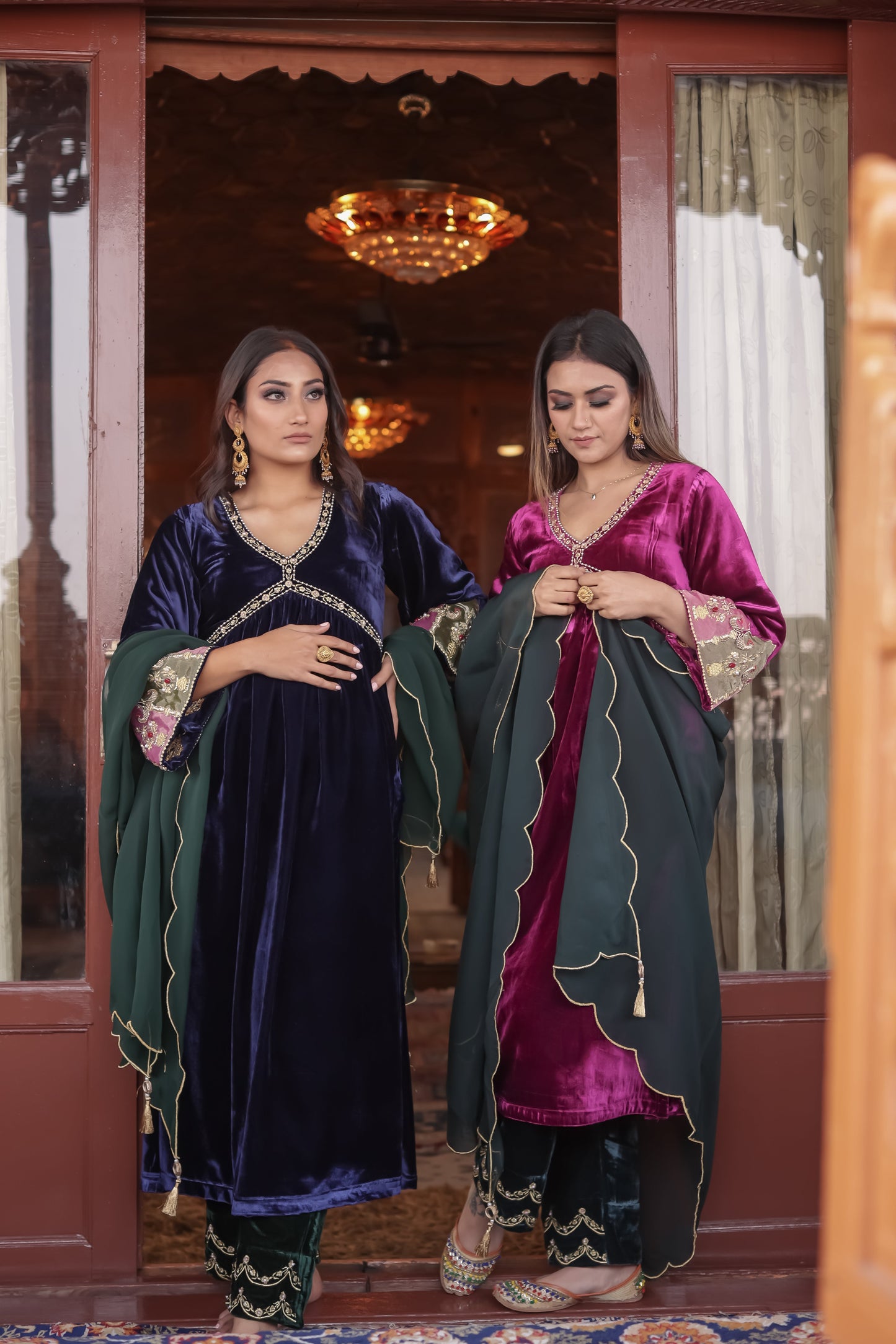 Blue Silk Velvet Anarkali