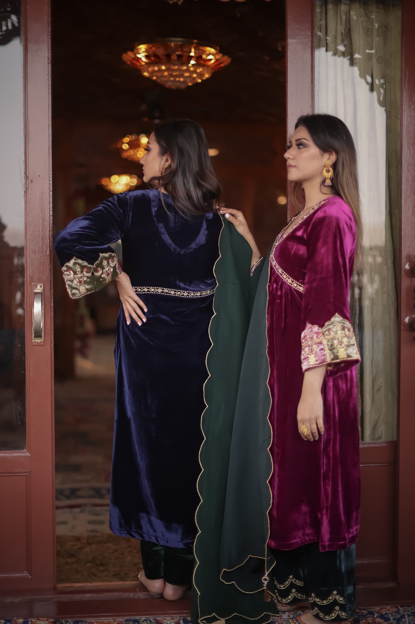 Blue Silk Velvet Anarkali