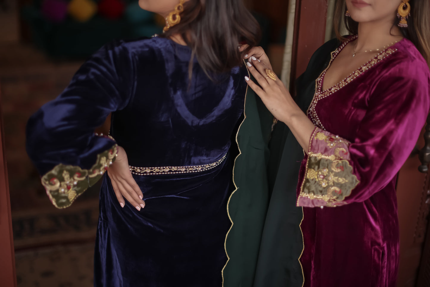 Blue Silk Velvet Anarkali