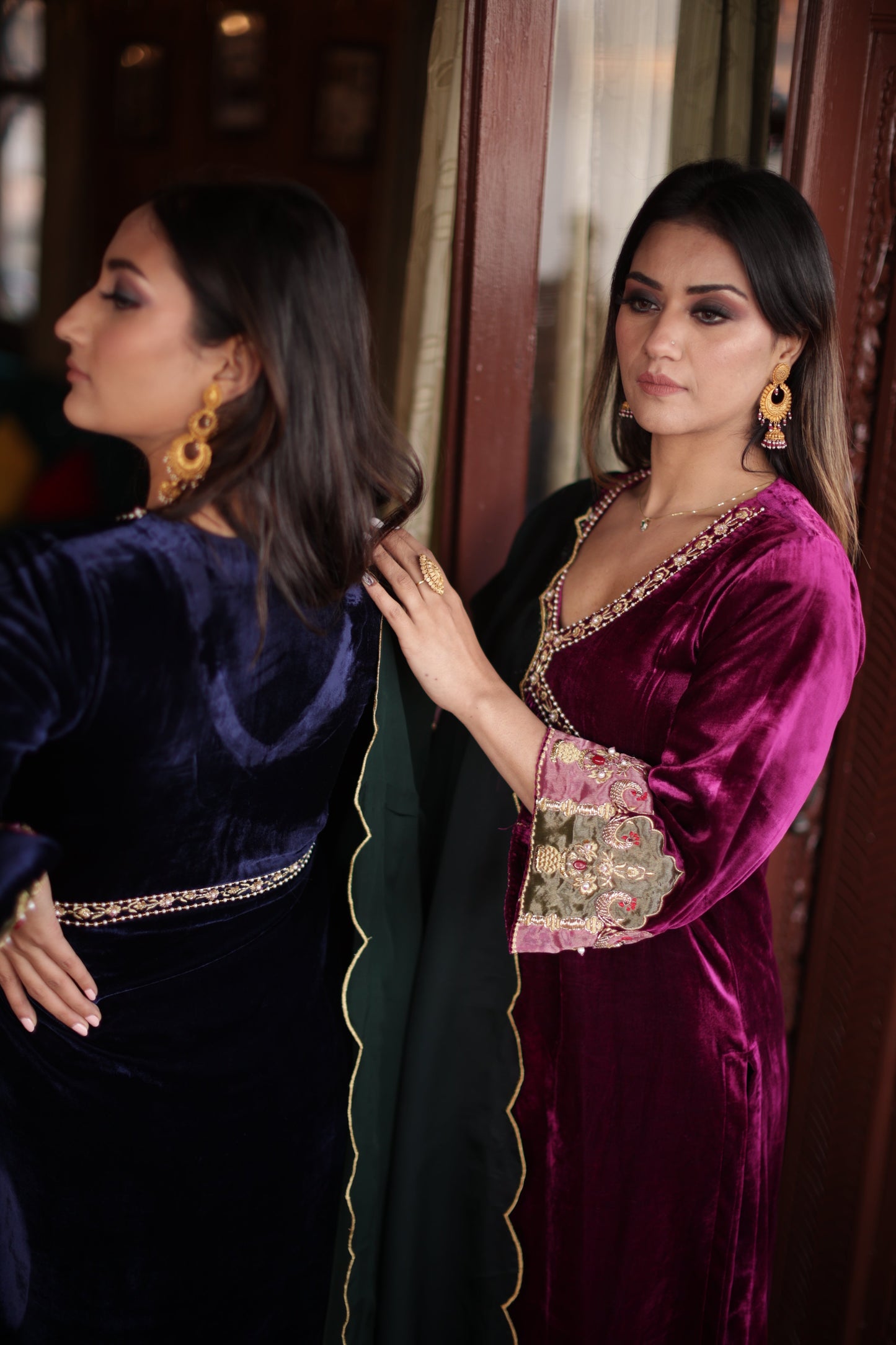 Magenta Pink Silk Velvet Anarkali
