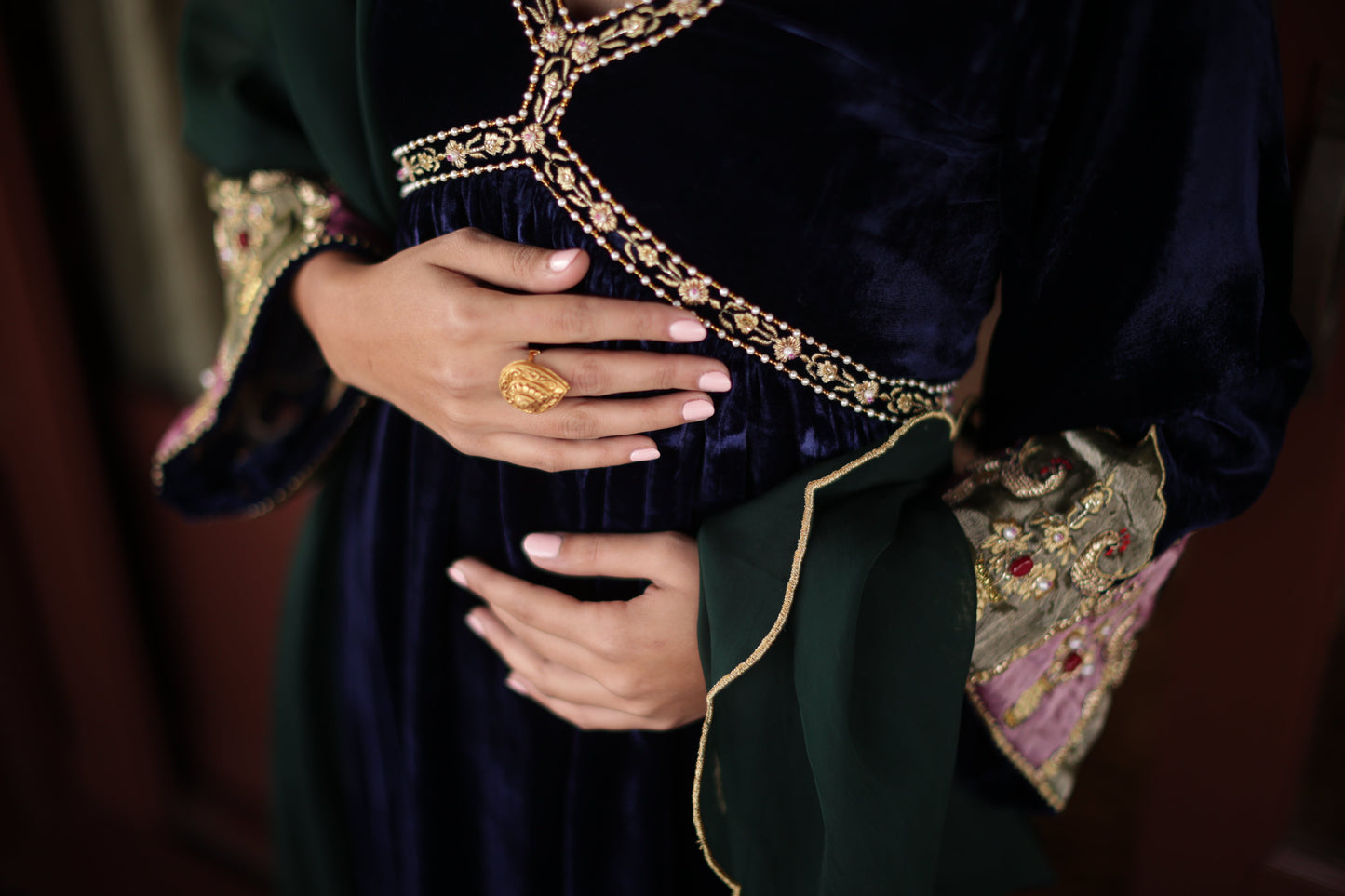 Blue Silk Velvet Anarkali