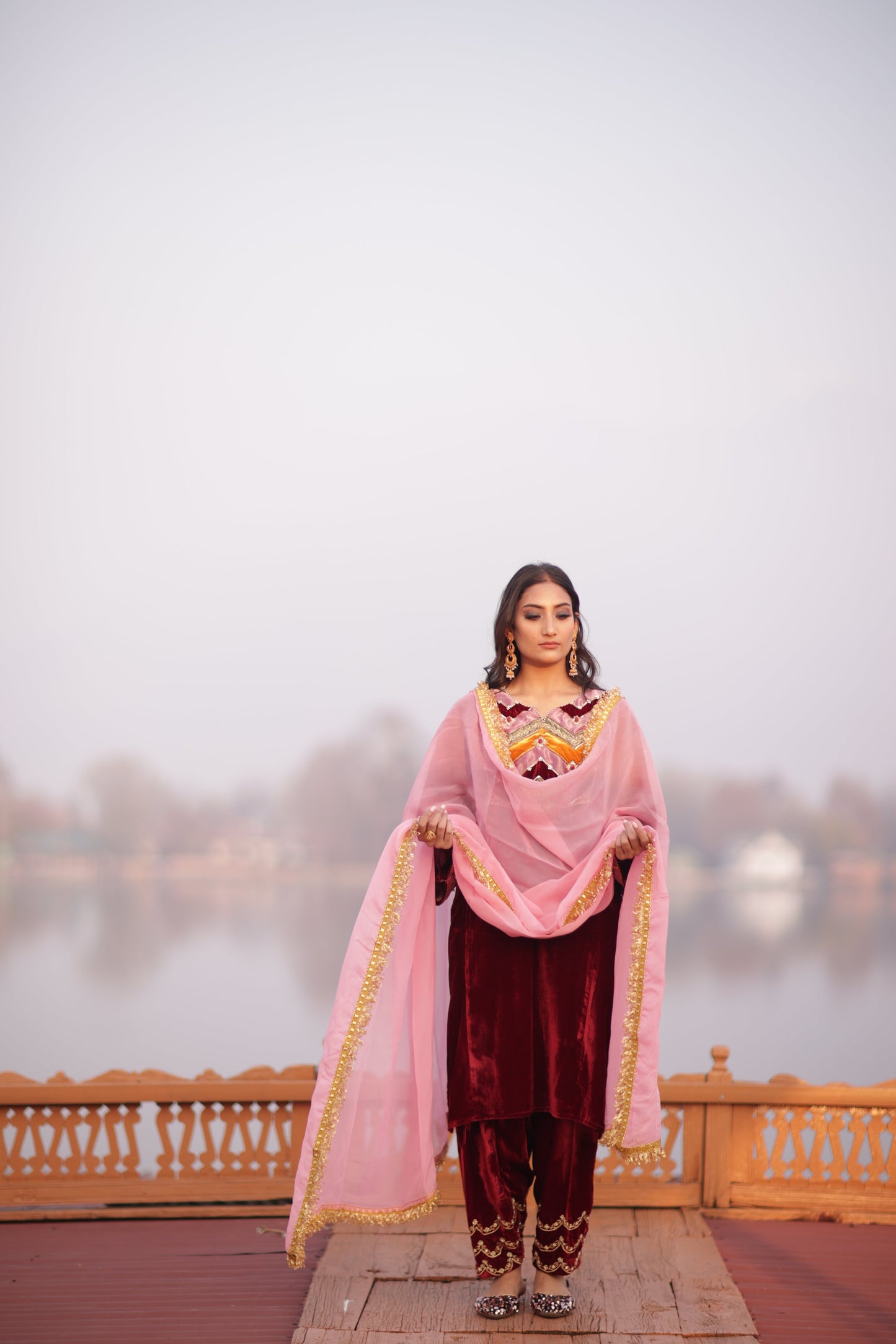 Red Silk Velvet Phiran
