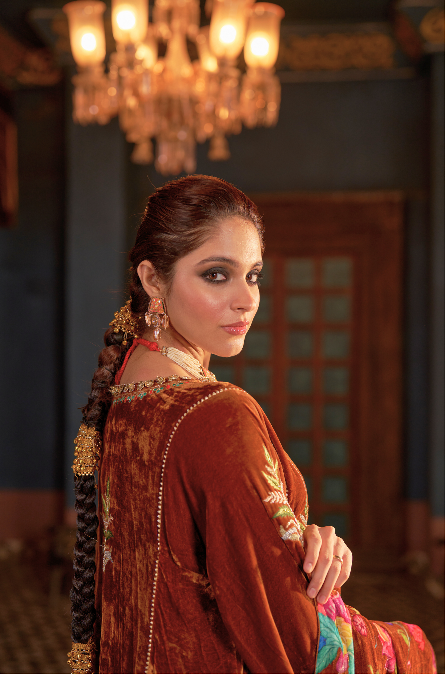 Naaz Dark Copper Kali Kurta Set