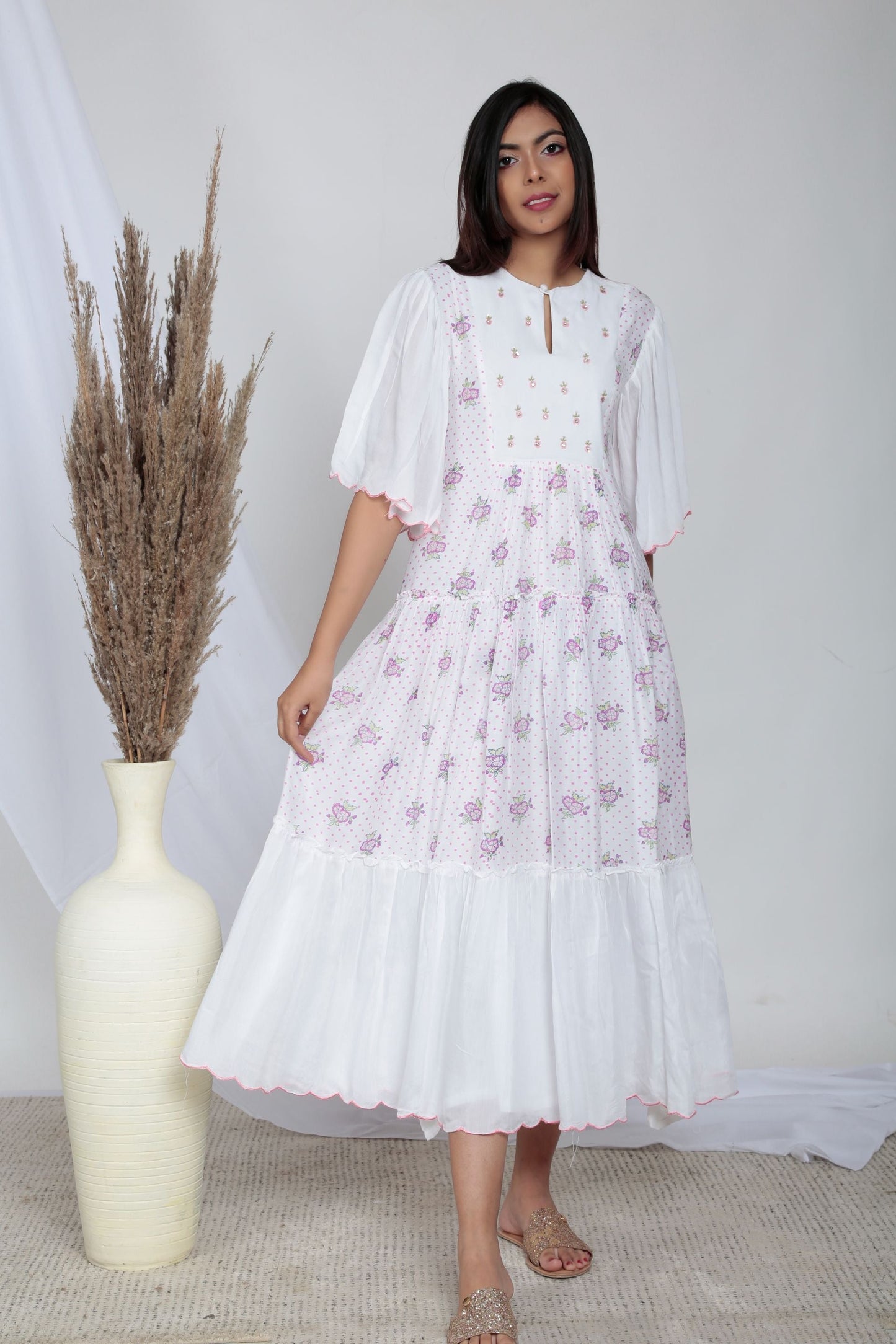 Ditsy PrimRoose Pleated Dress