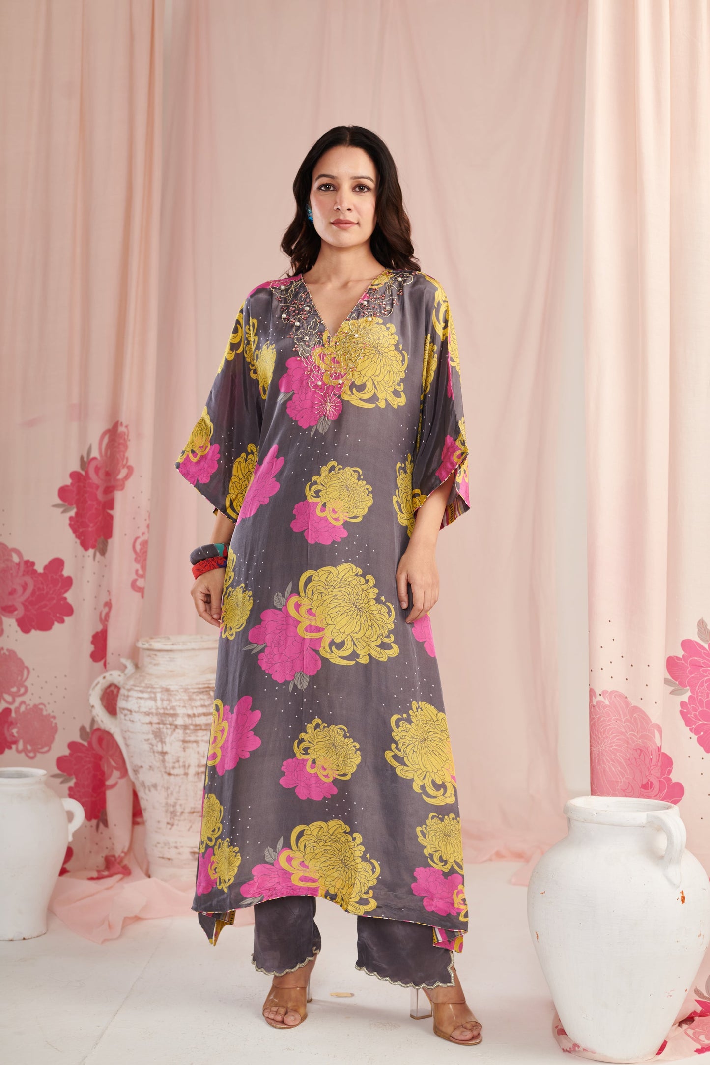 Exquisite grey bloom Kaftaan