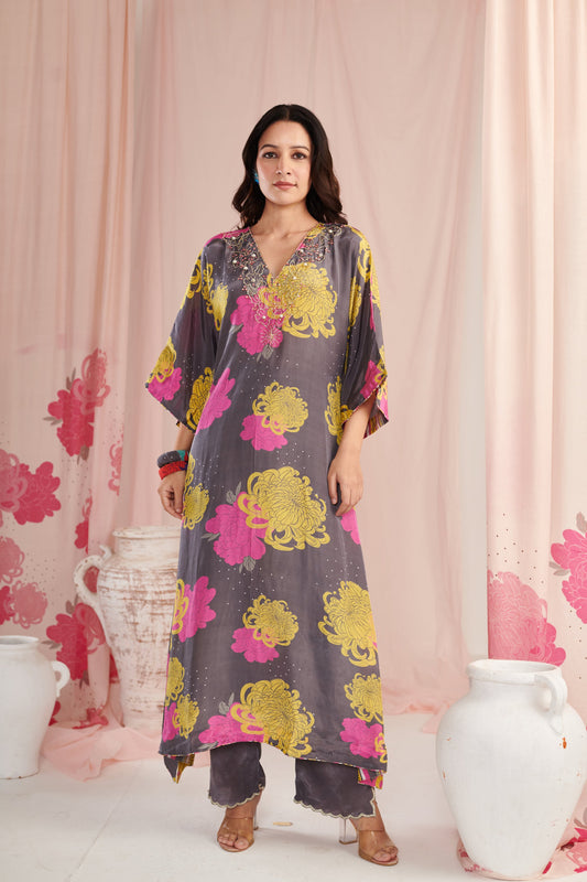 Exquisite grey bloom Kaftaan
