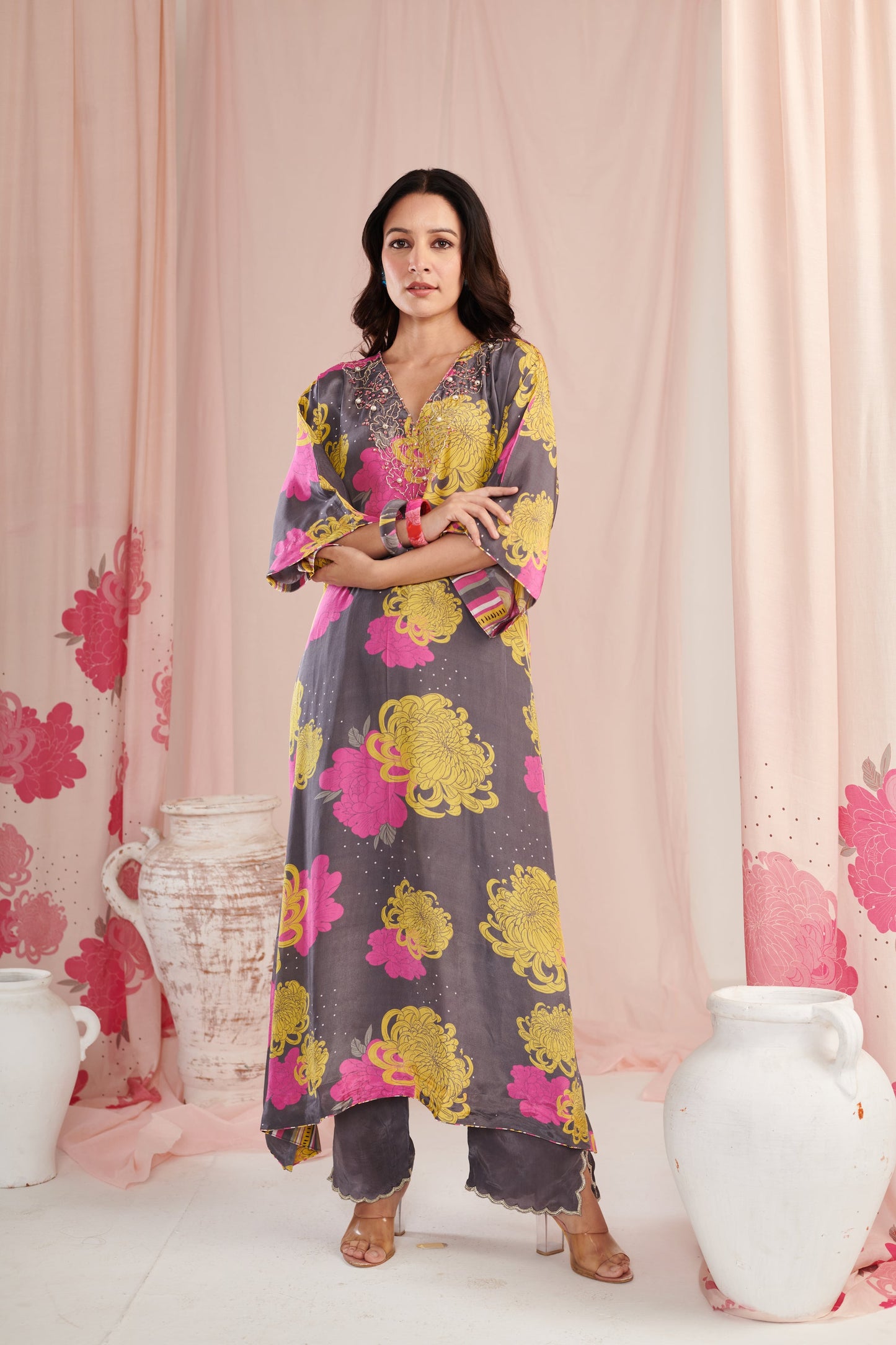 Exquisite grey bloom Kaftaan