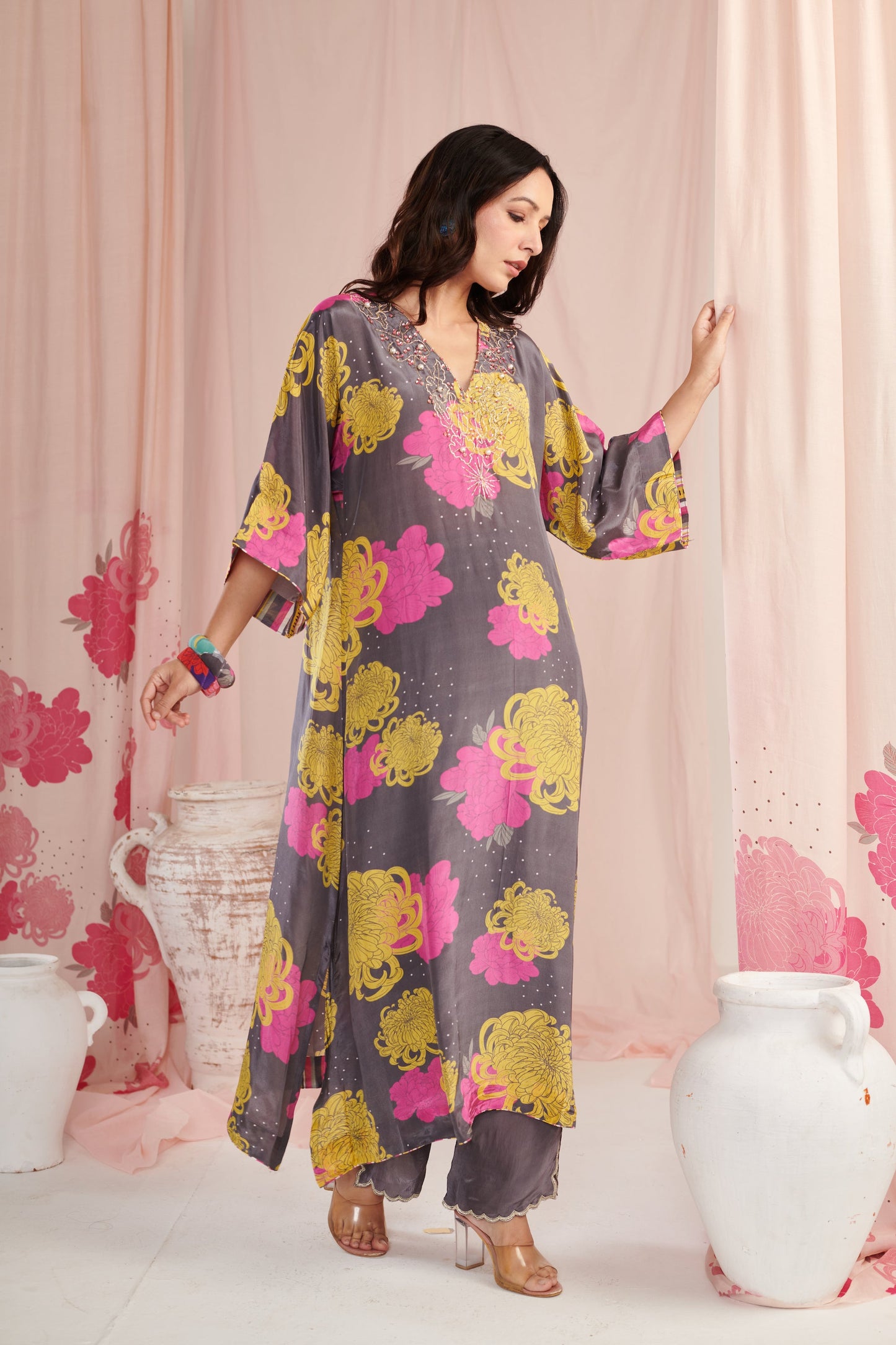 Exquisite grey bloom Kaftaan