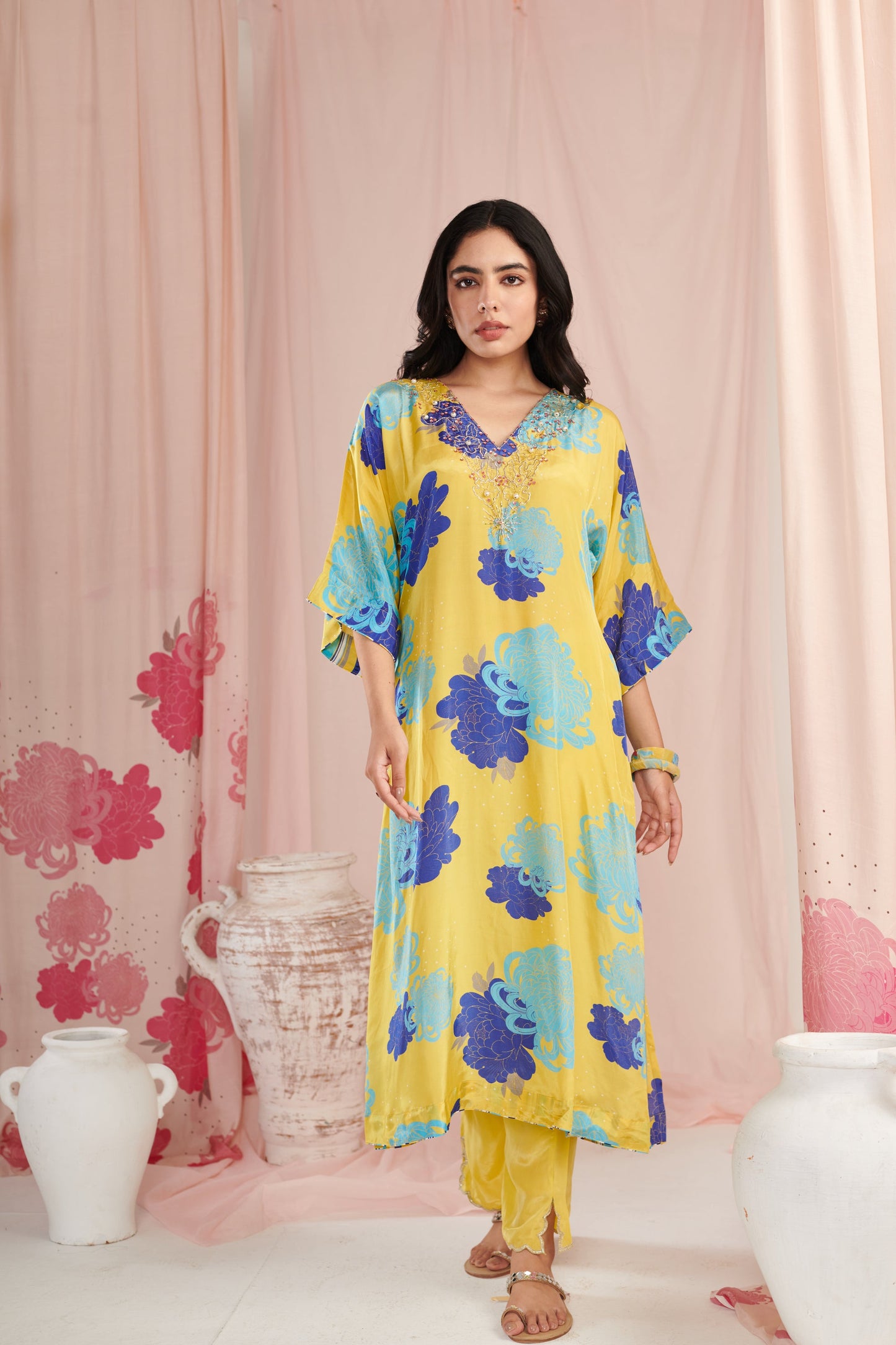 Exquisite lime bloom Kaftaan