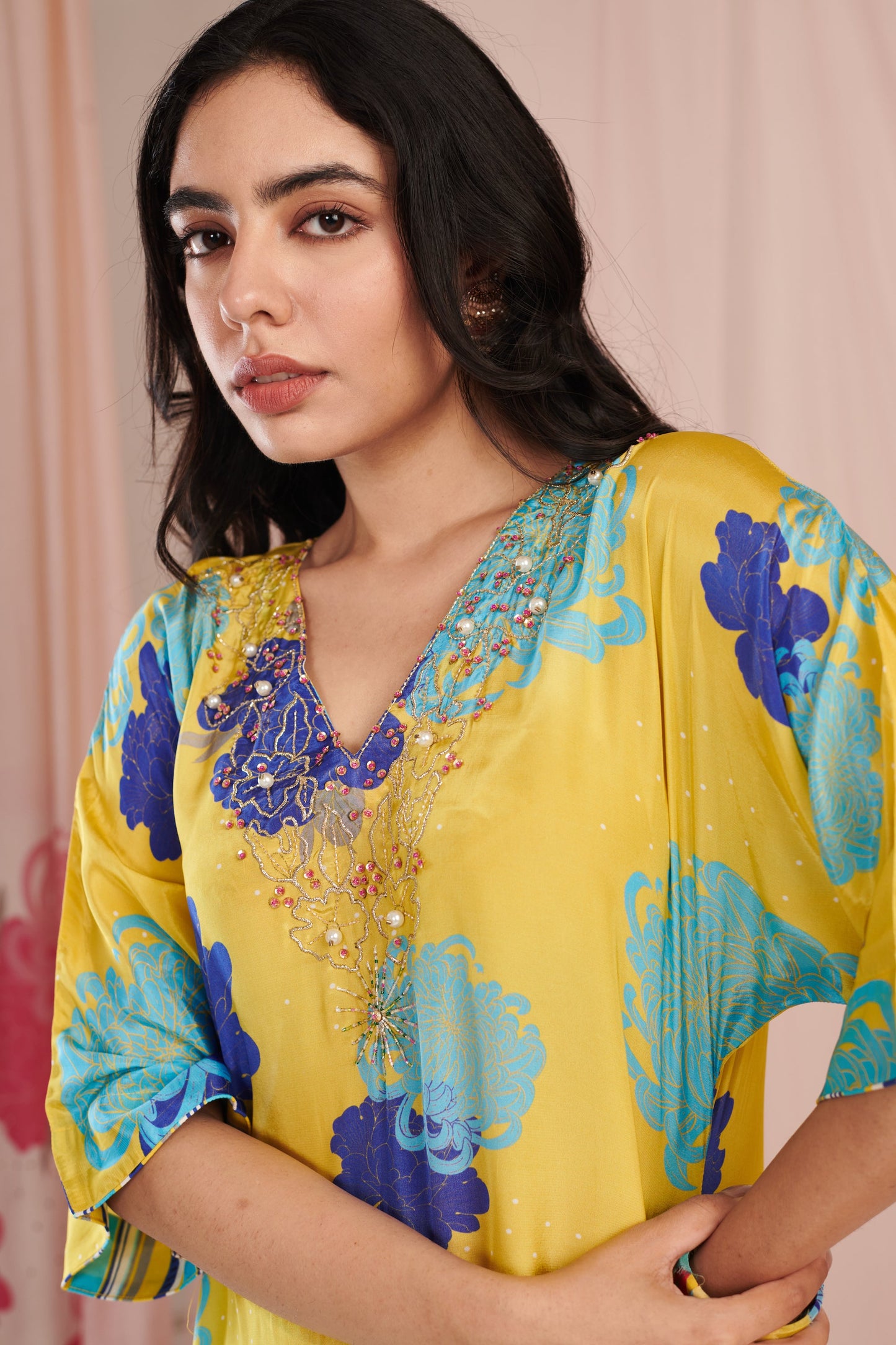 Exquisite lime bloom Kaftaan
