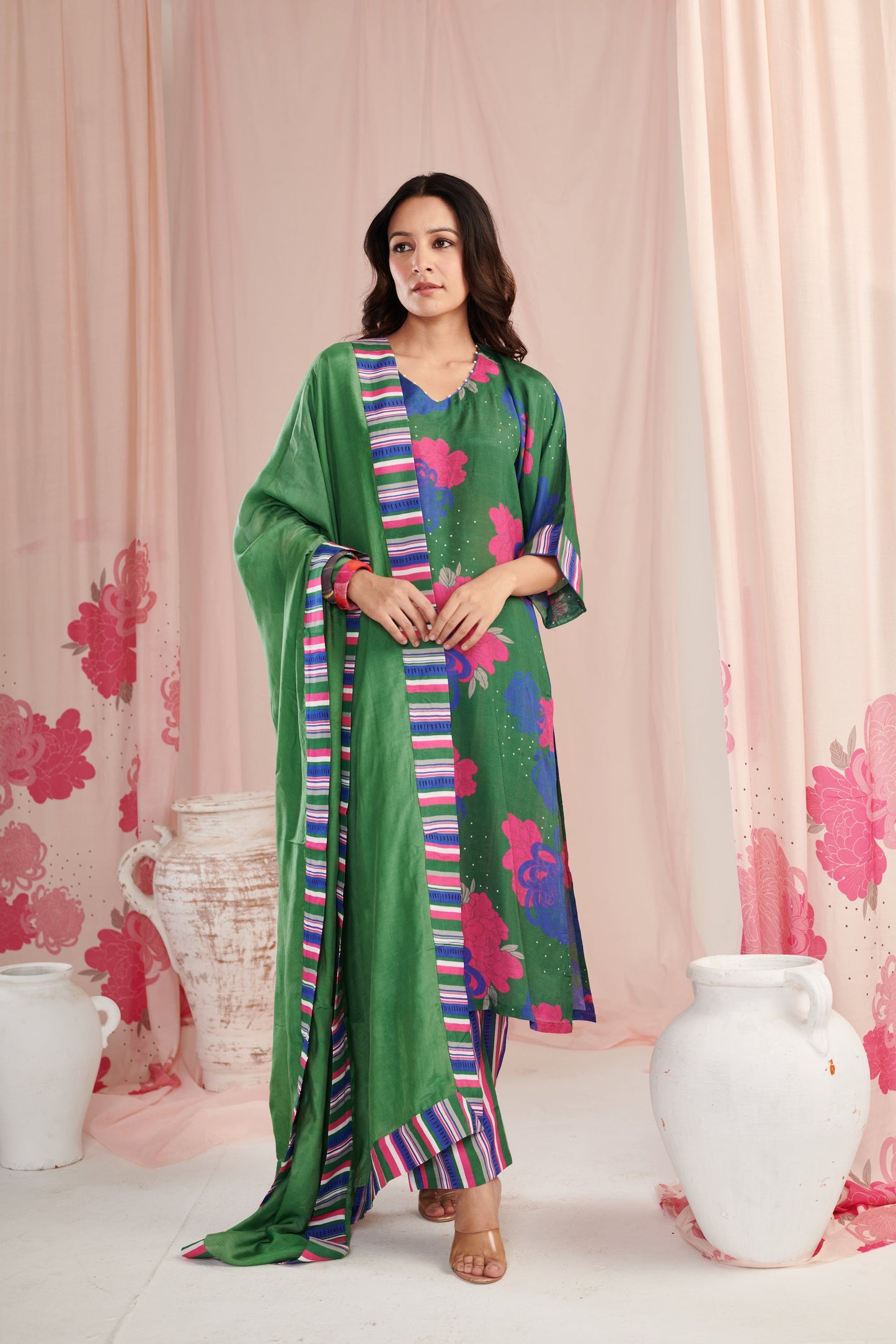 Green saga Kurta Set