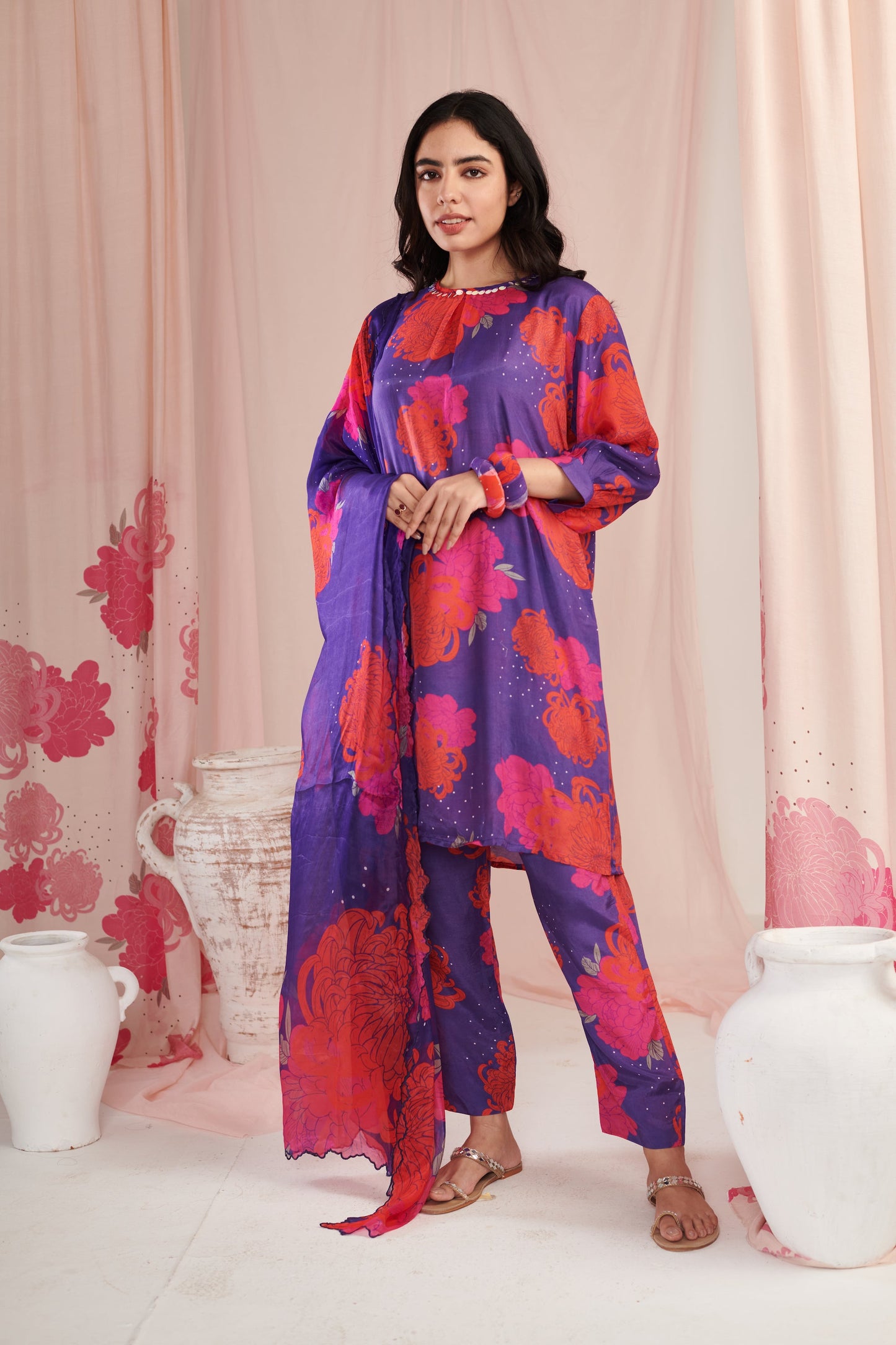 The purple daisy Kurta Set