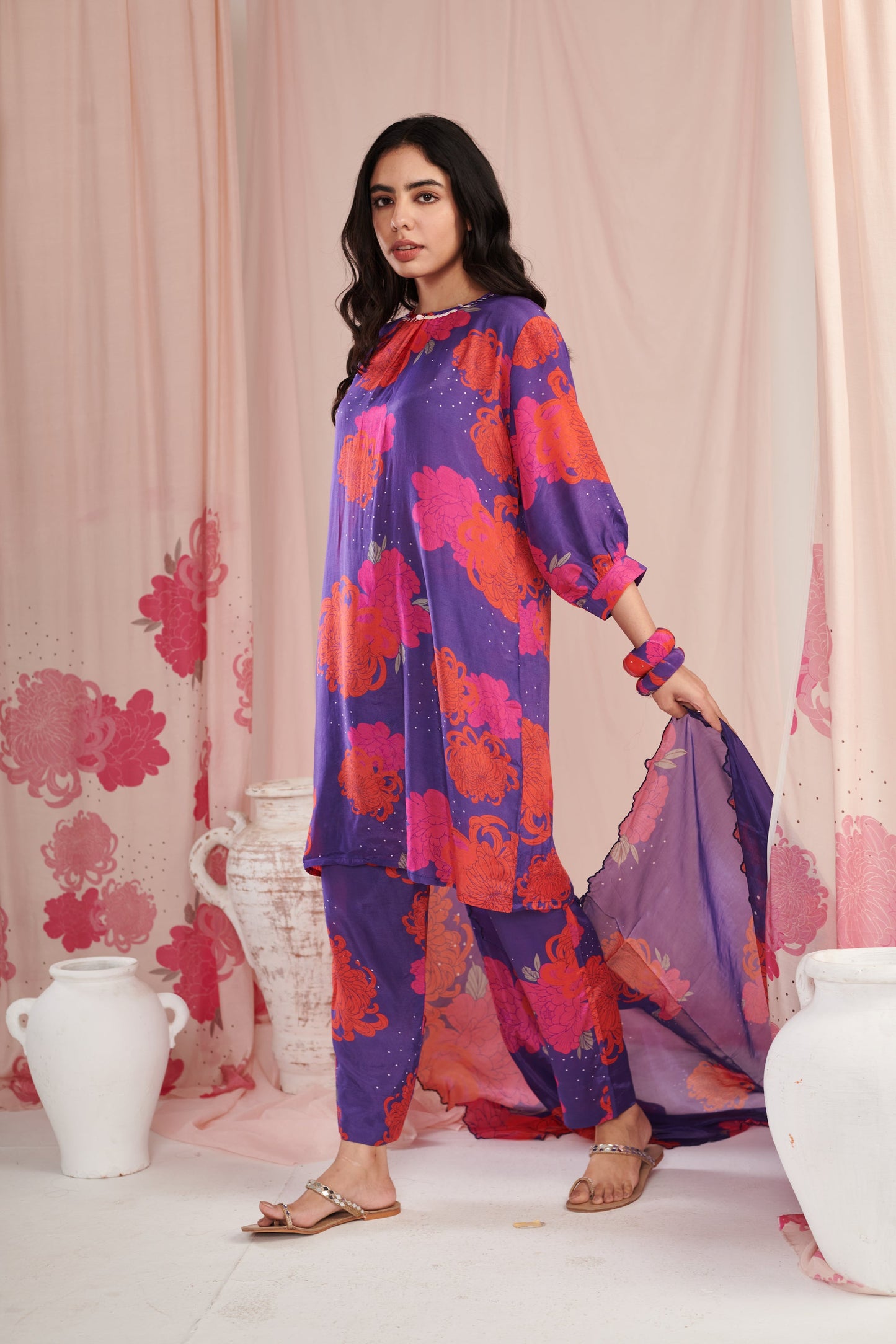 The purple daisy Kurta Set