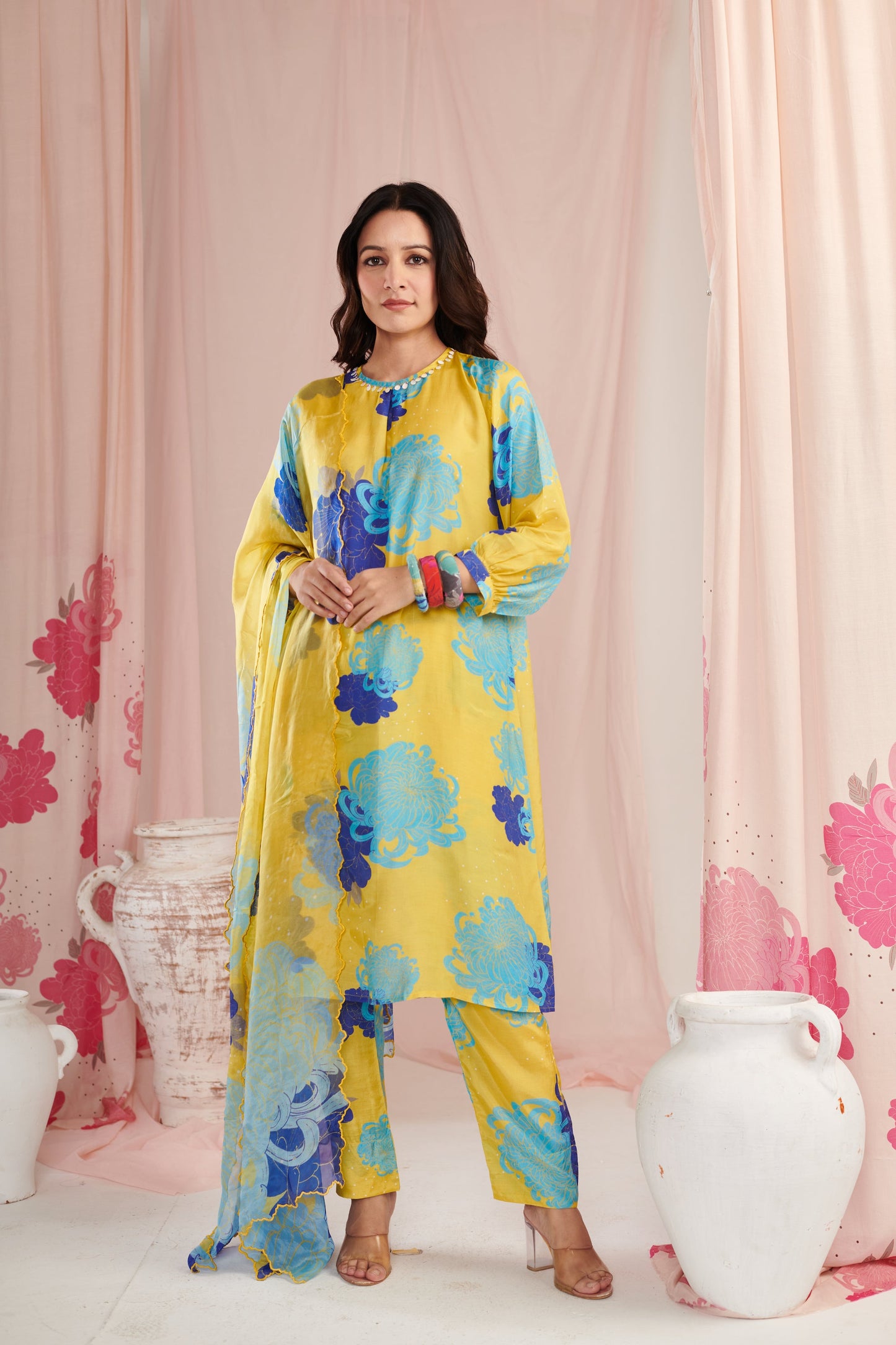 The lime daisy Kurta Set