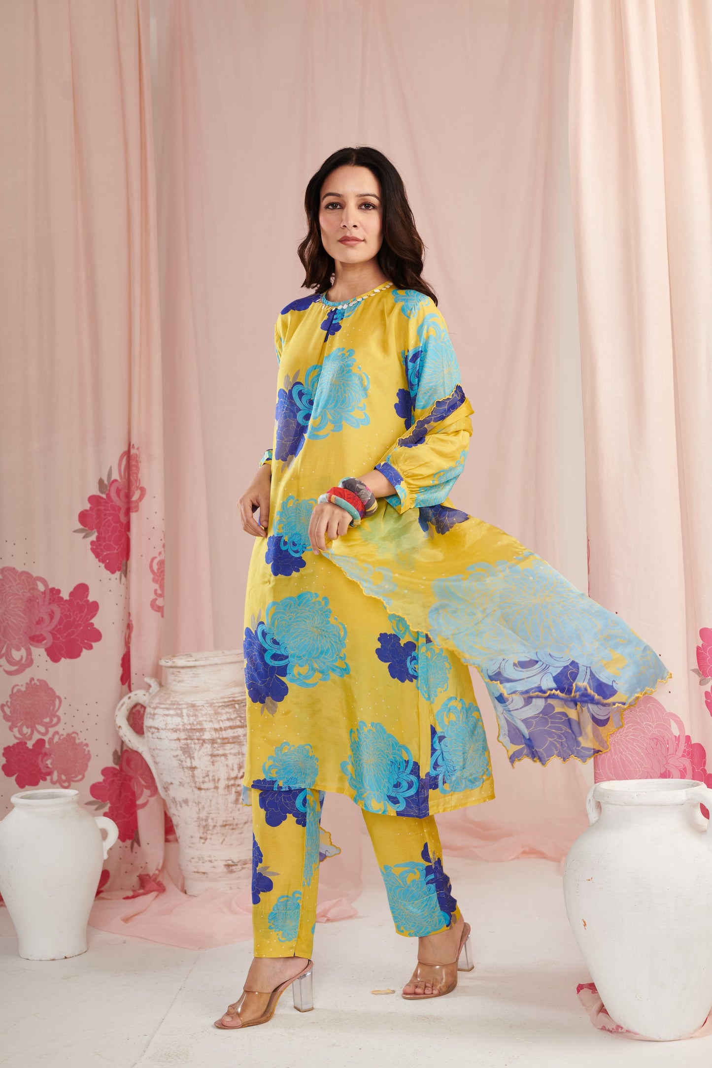 The lime daisy Kurta Set