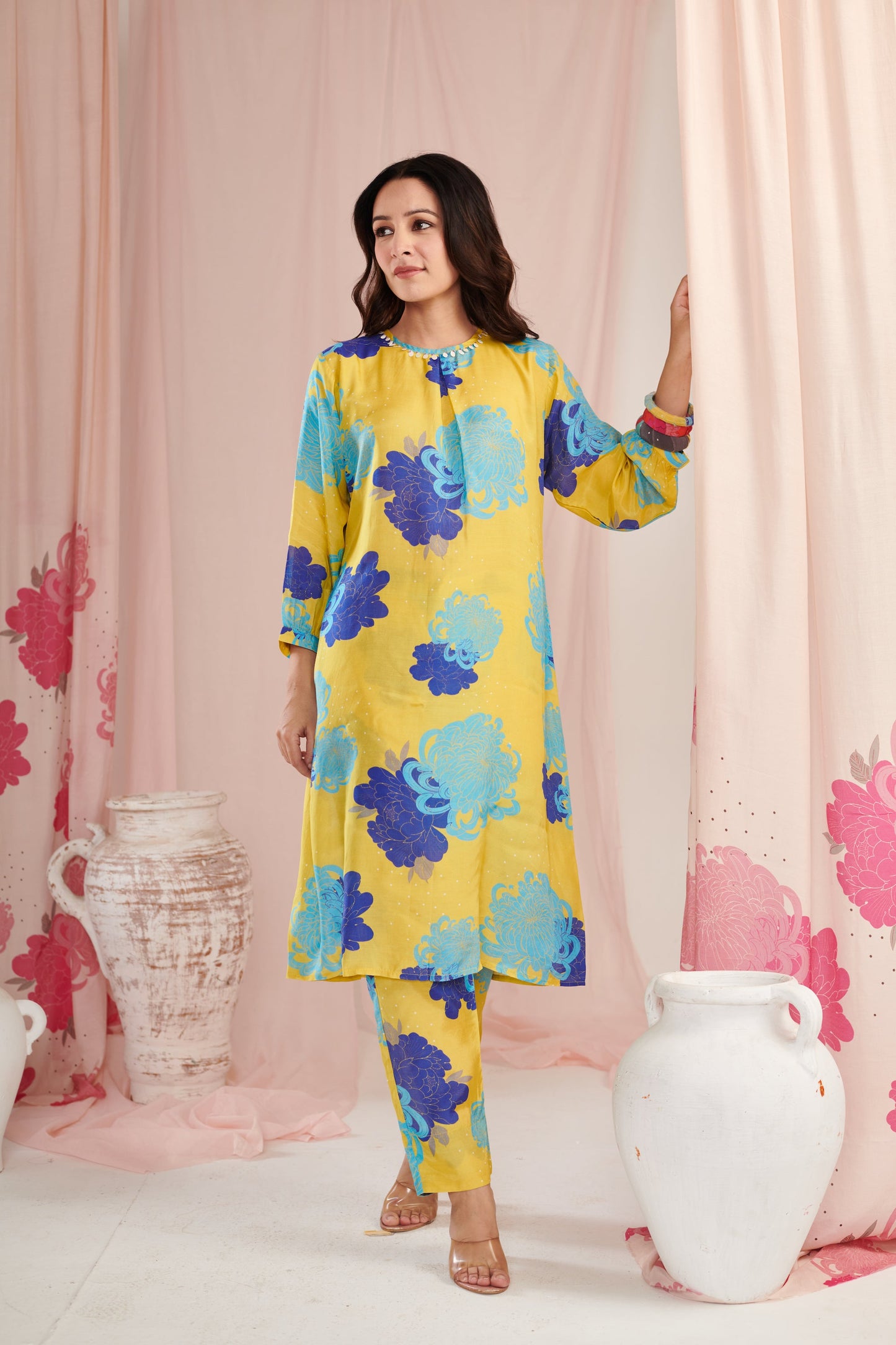 The lime daisy Kurta Set