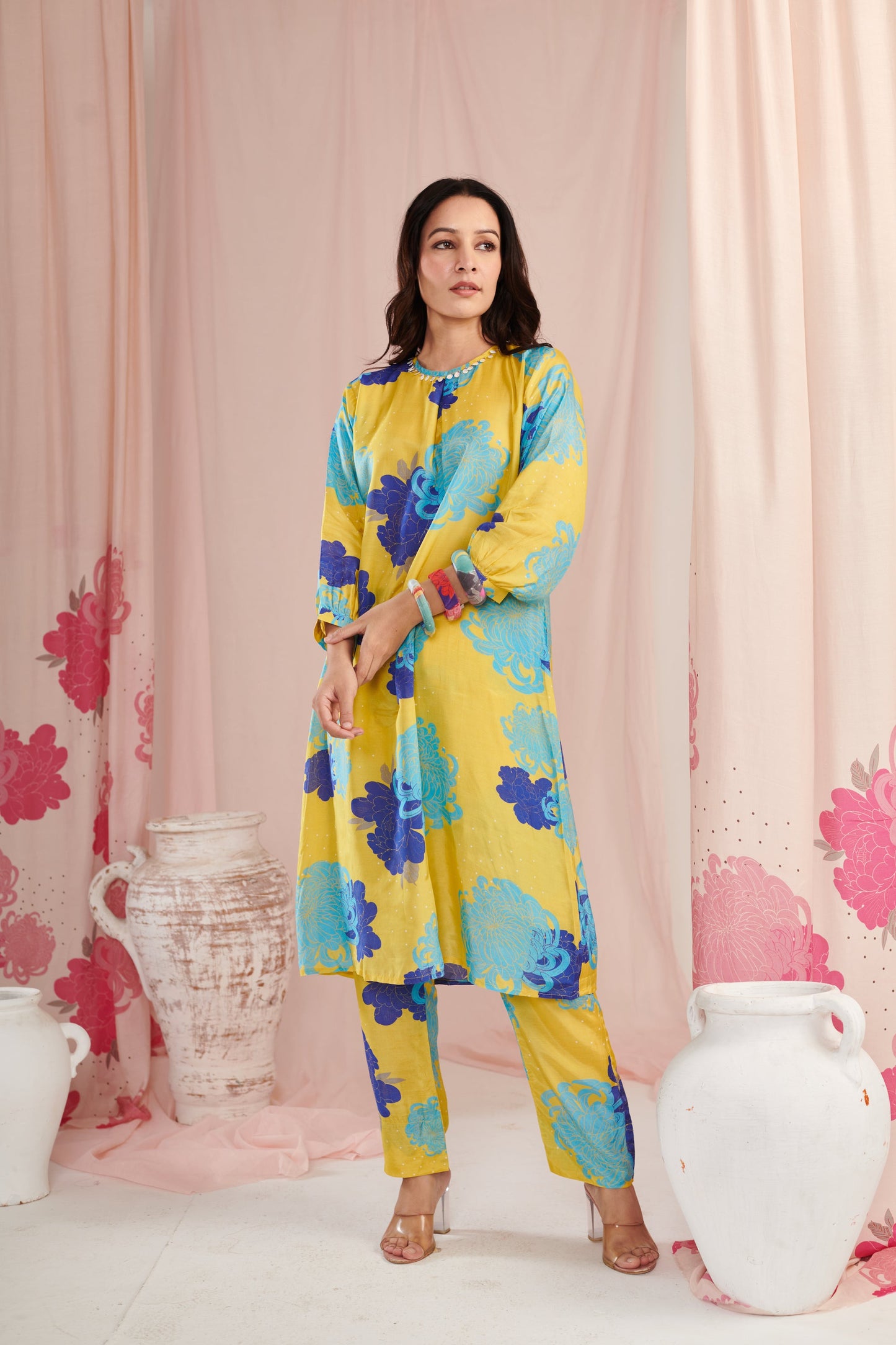The lime daisy Kurta Set
