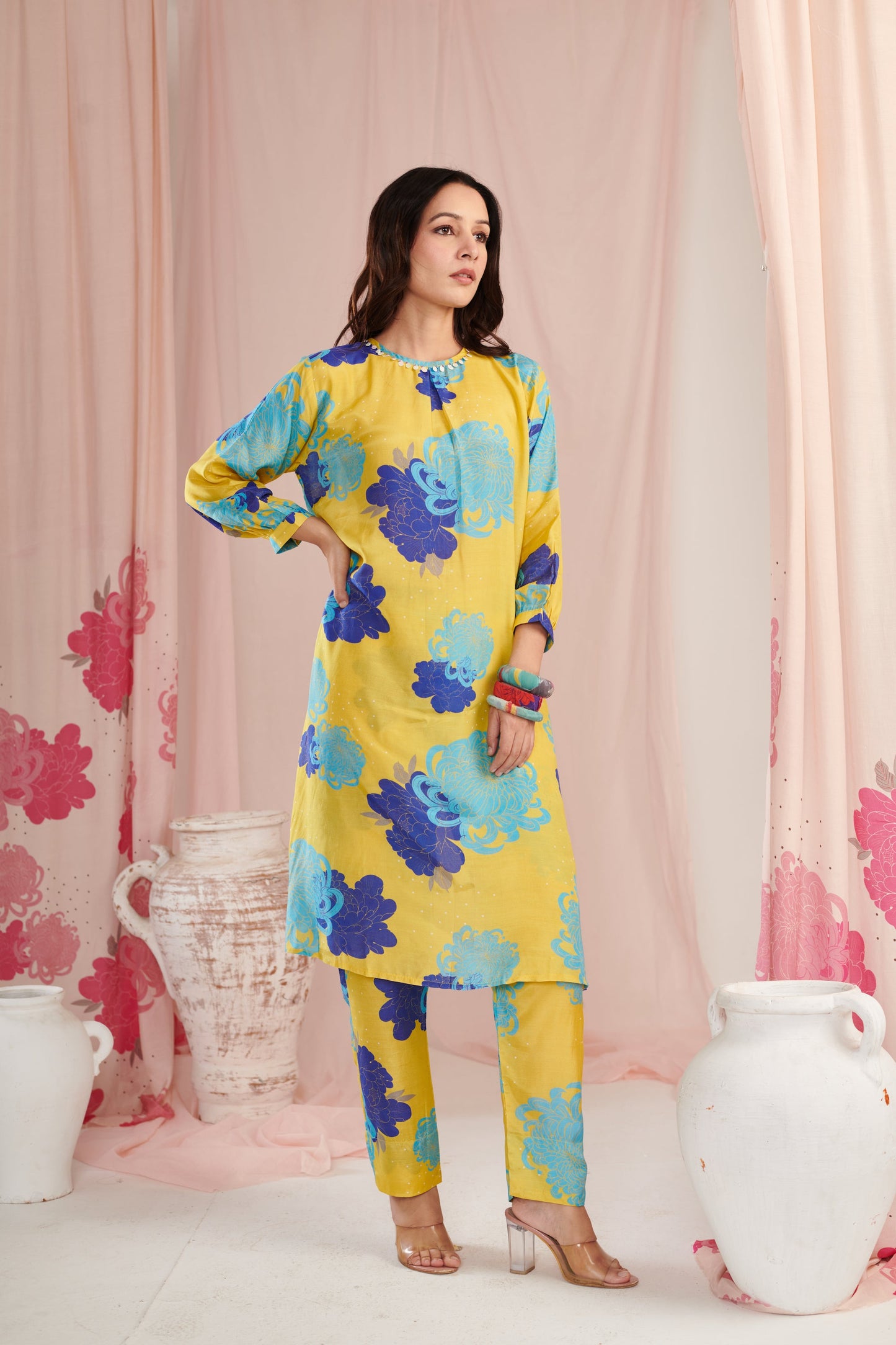 The lime daisy Kurta Set