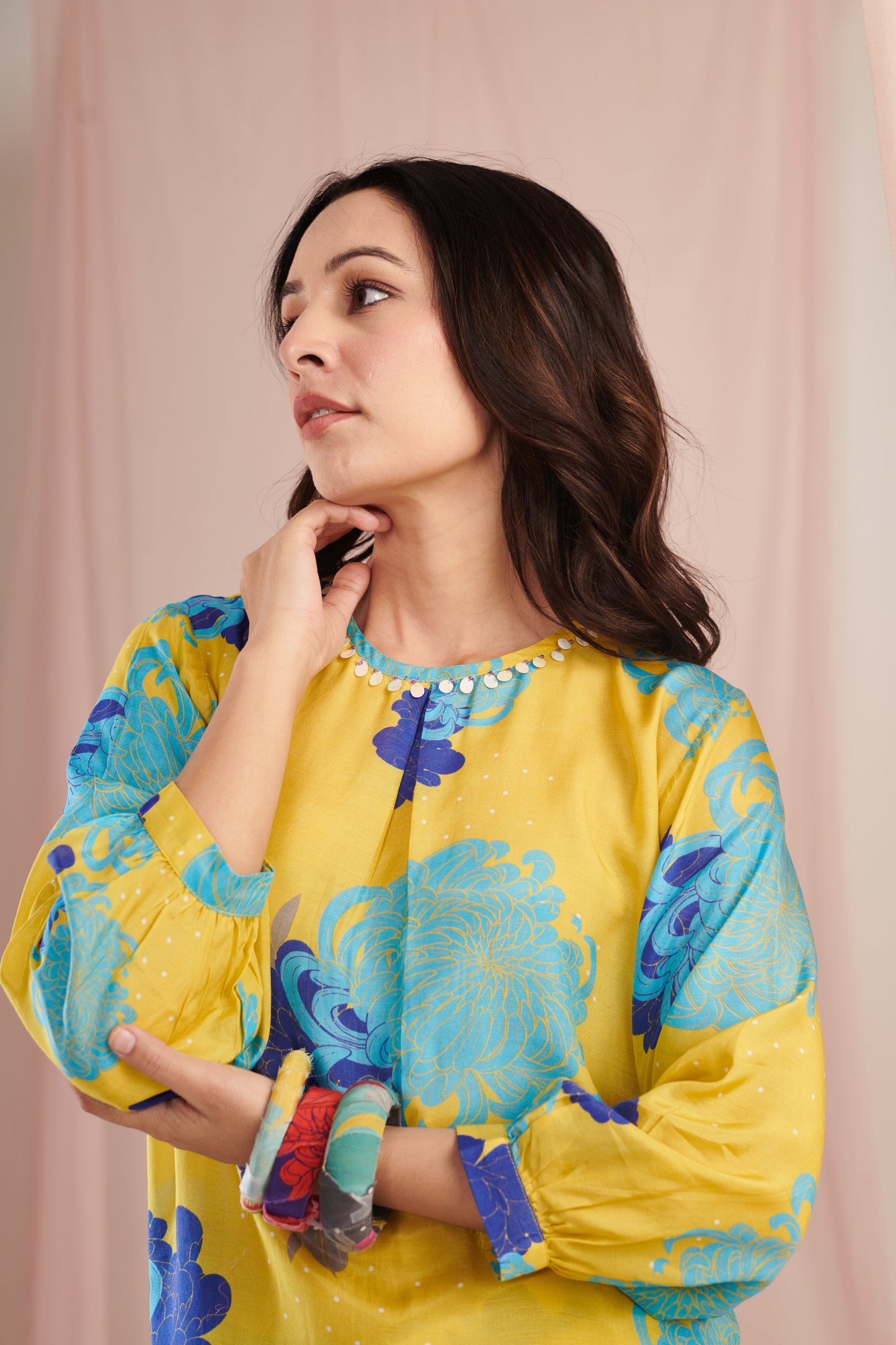 The lime daisy Kurta Set