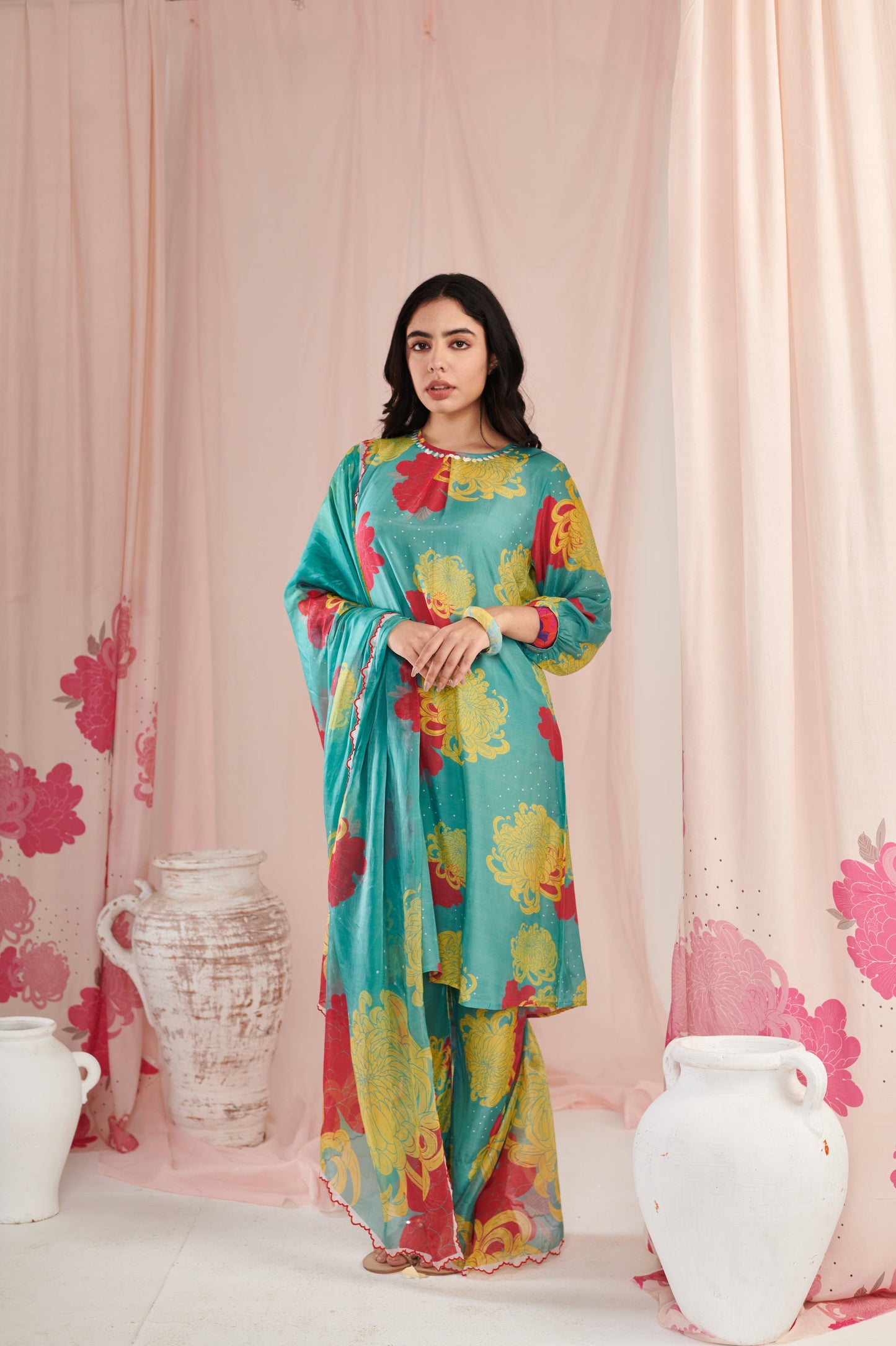 The aqua daisy Kurta Set