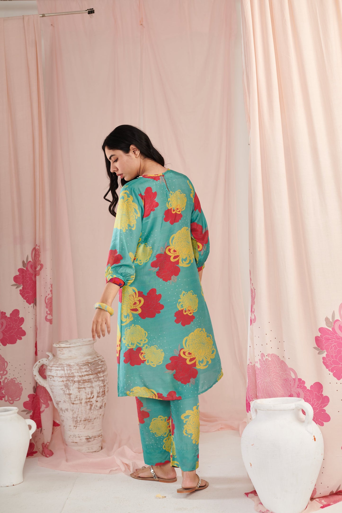 The aqua daisy Kurta Set