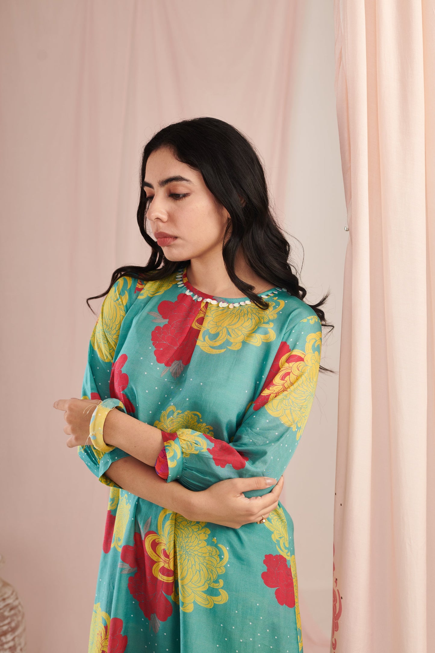 The aqua daisy Kurta Set