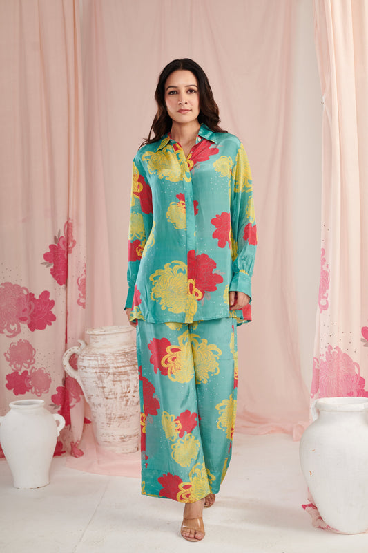 Floral power aqua co-ord set