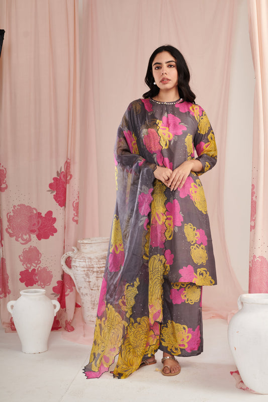 The grey daisy Kurta Set