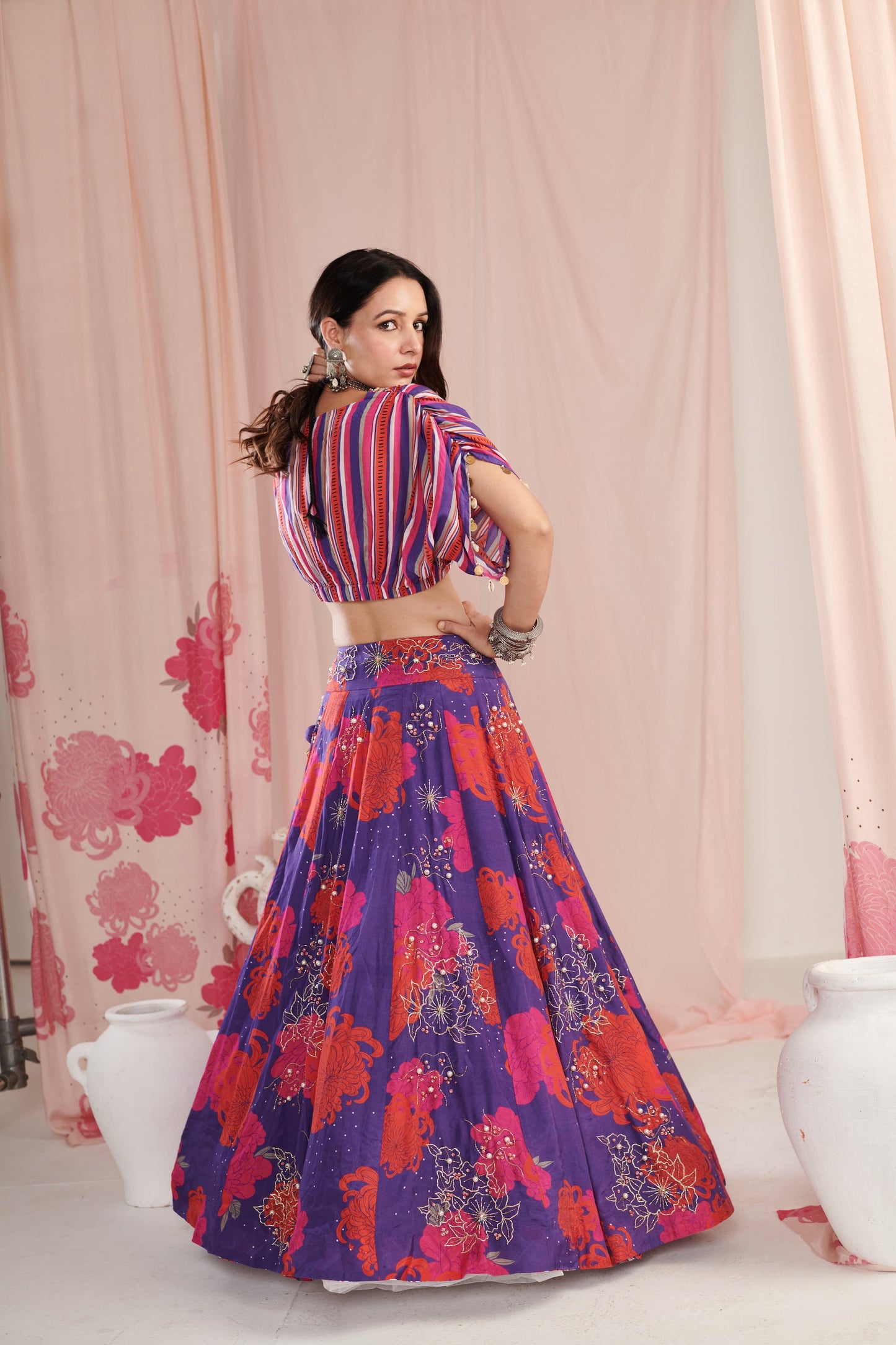 Amethyst purple bloom Lehenga