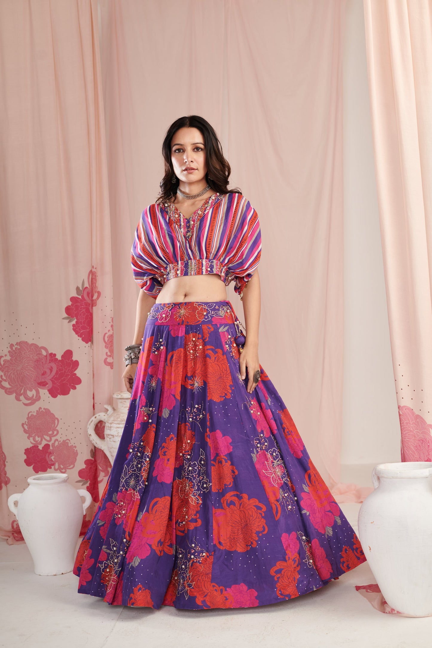 Amethyst purple bloom Lehenga