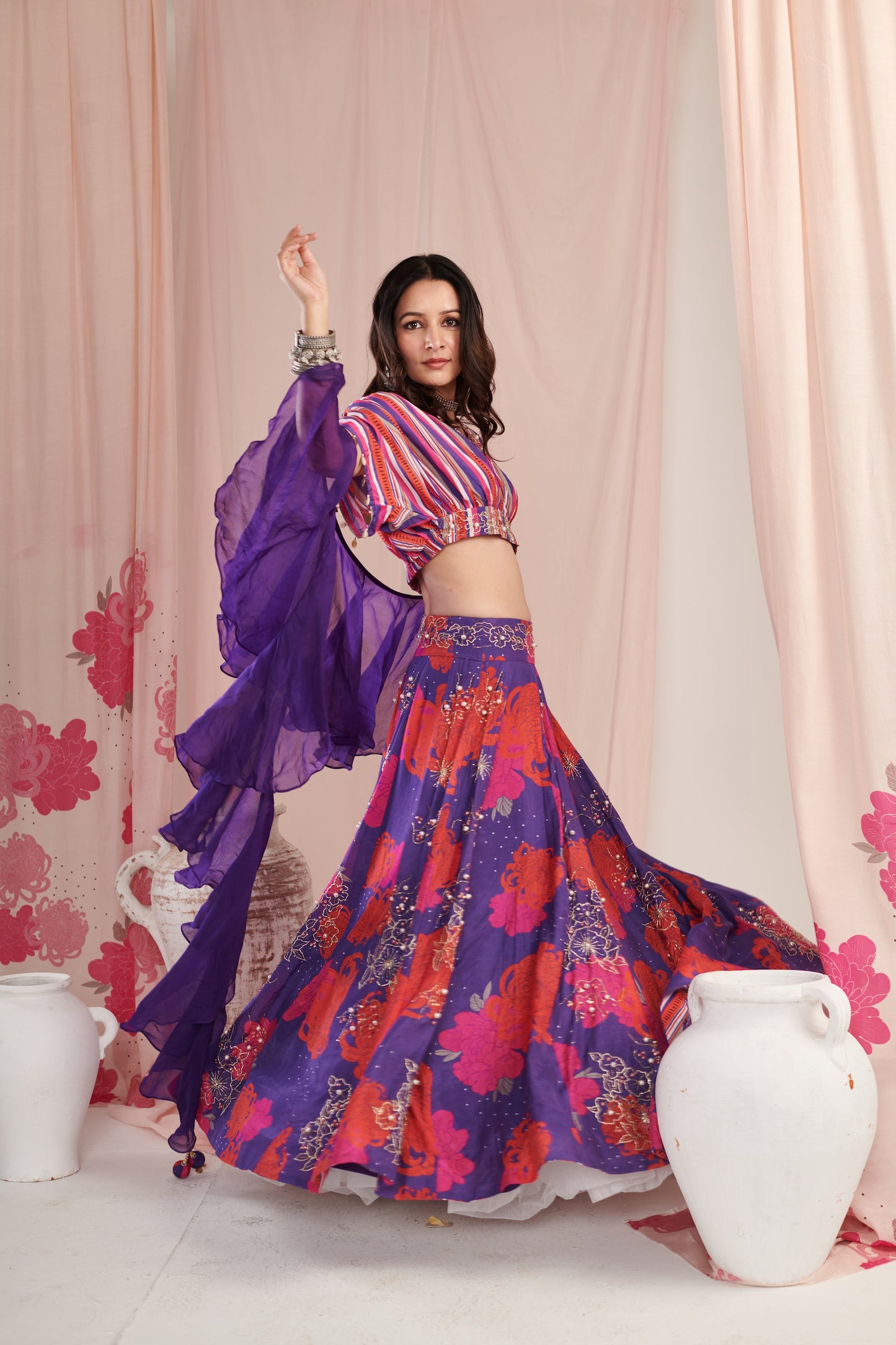 Amethyst purple bloom Lehenga