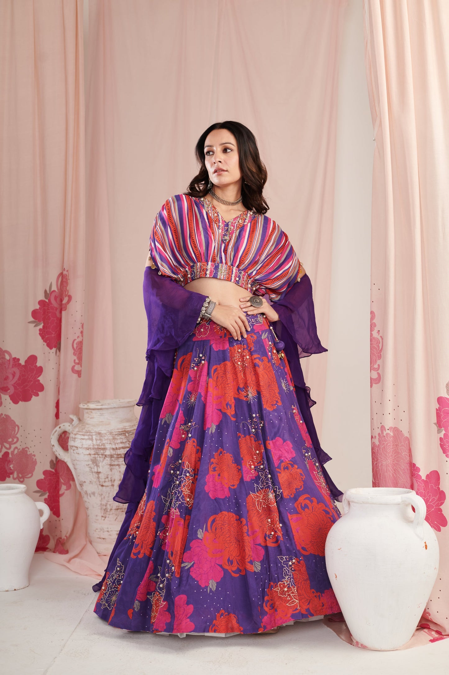Amethyst purple bloom Lehenga