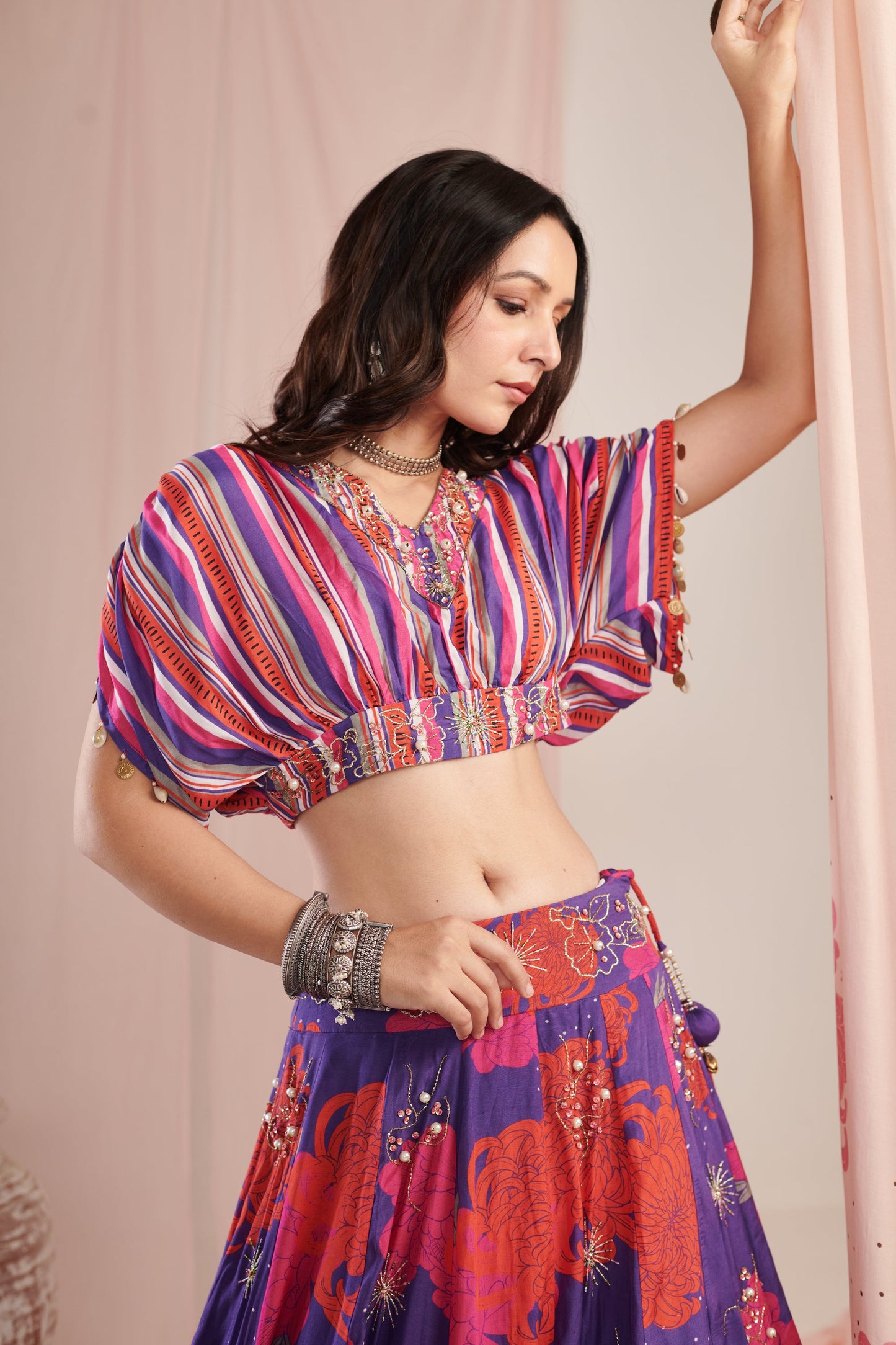 Amethyst purple bloom Lehenga