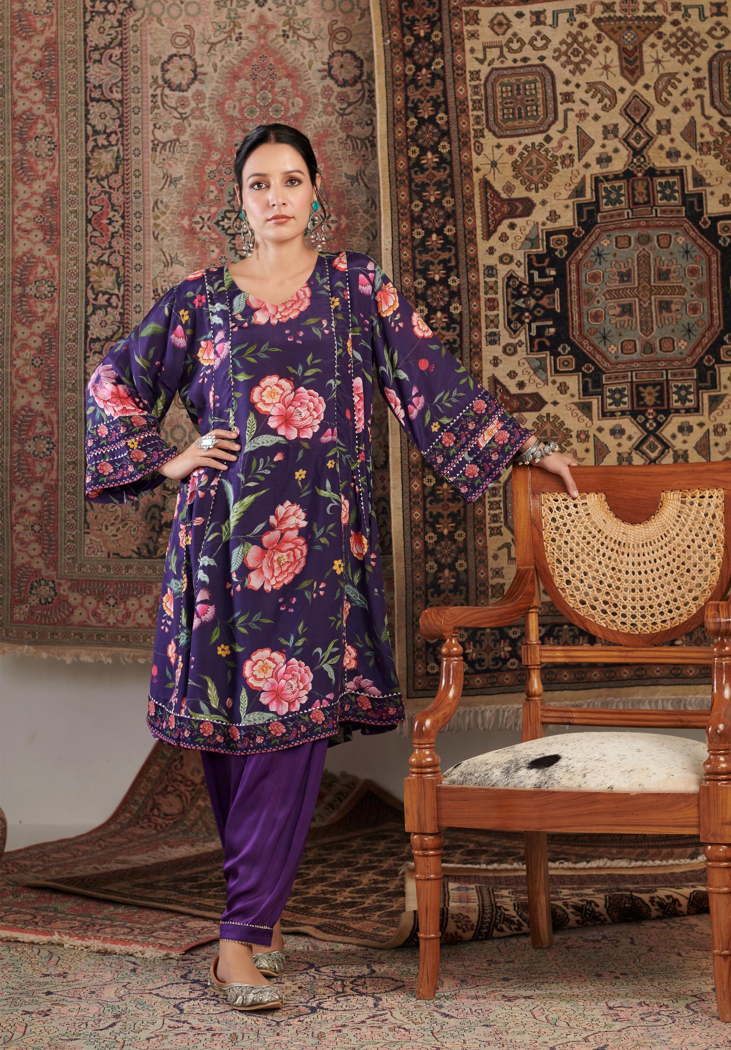 CHINTZ PURPLE KURTA SET