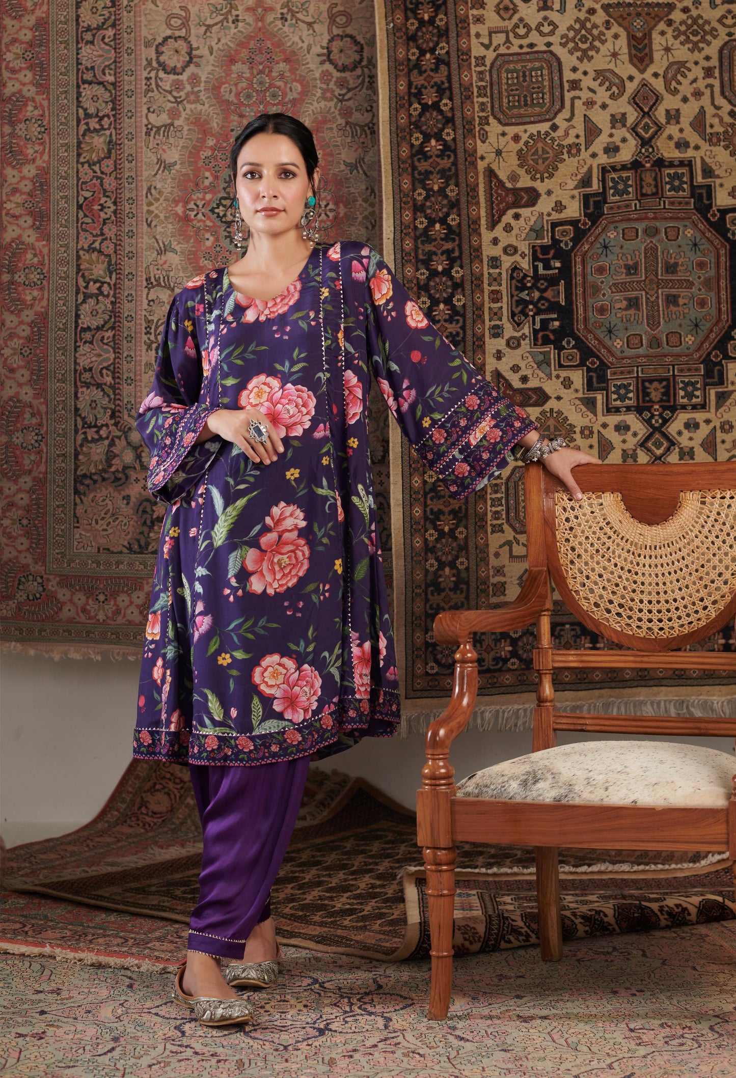 CHINTZ PURPLE KURTA SET