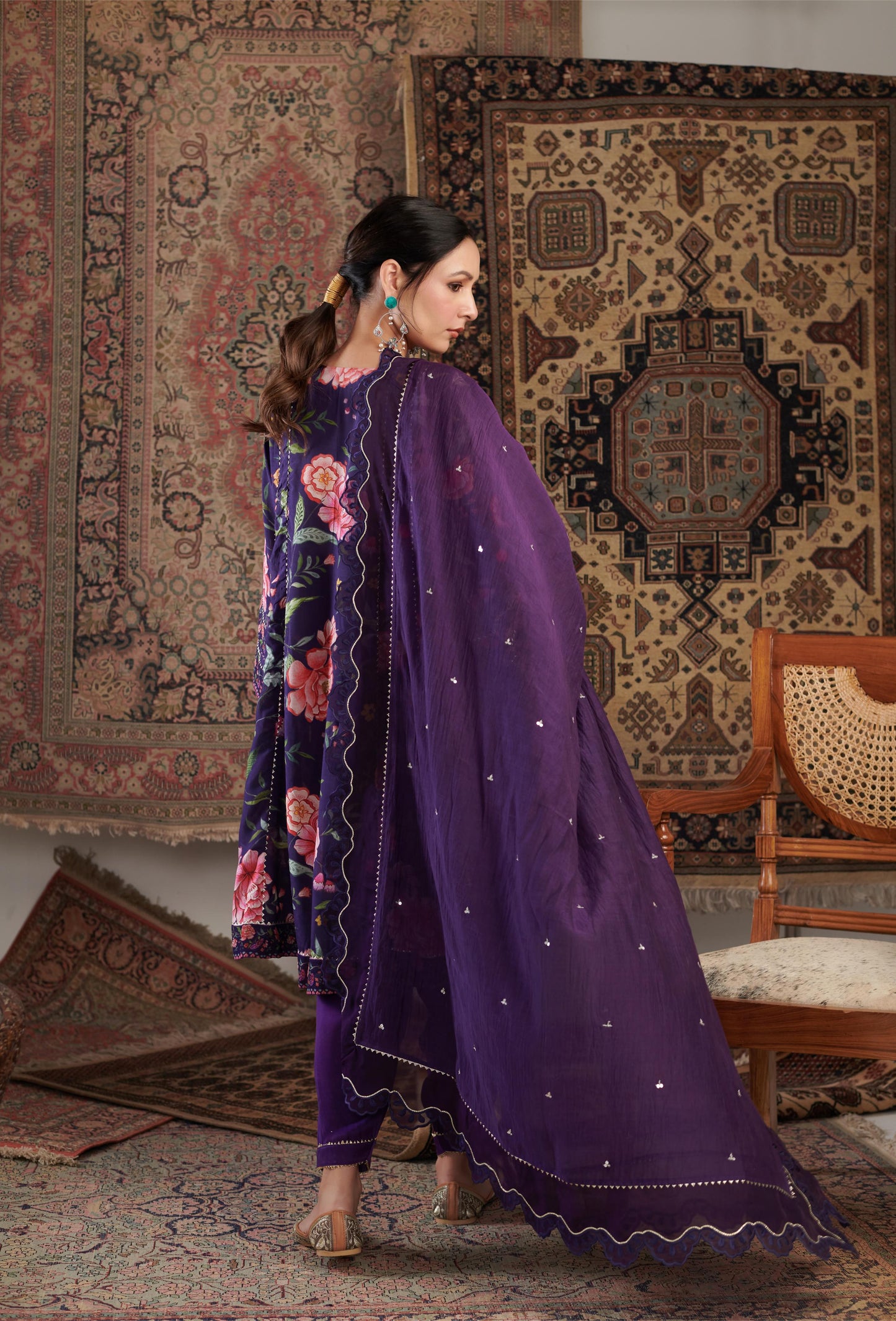 CHINTZ PURPLE KURTA SET
