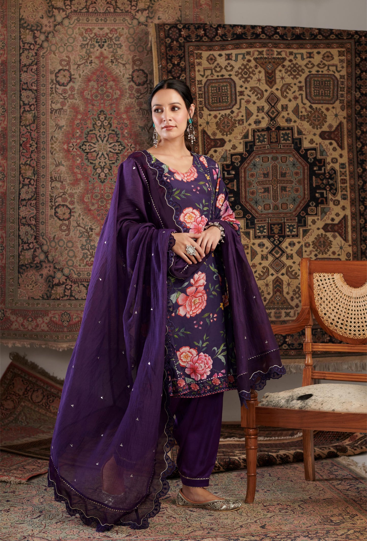 CHINTZ PURPLE KURTA SET