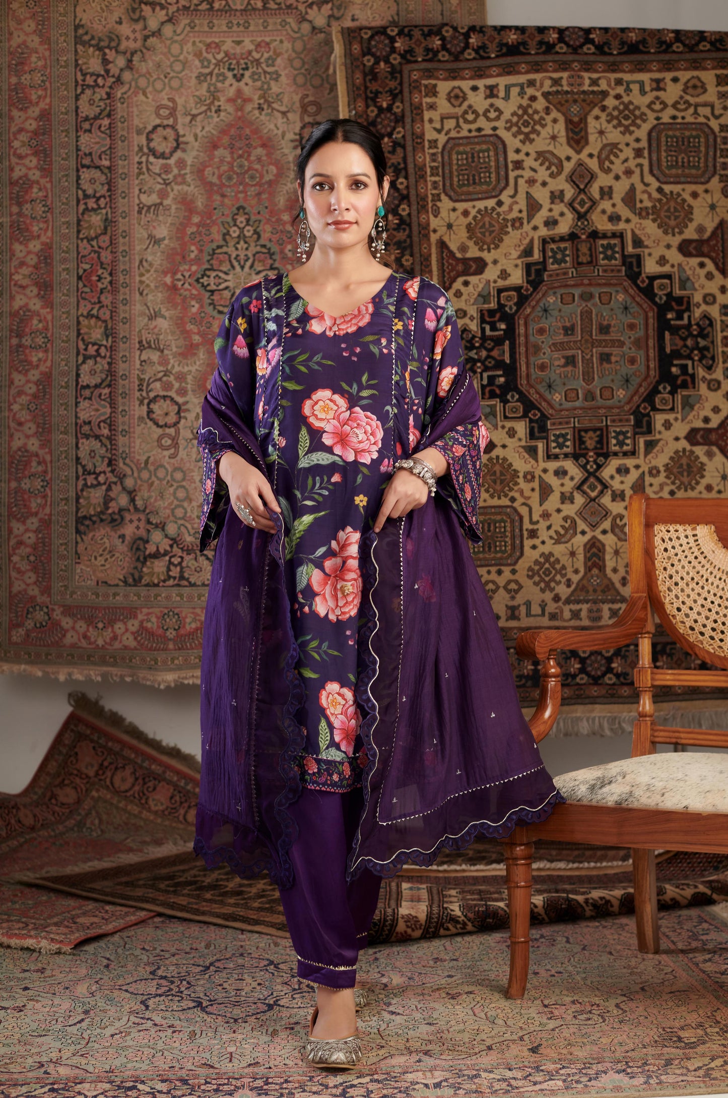 CHINTZ PURPLE KURTA SET