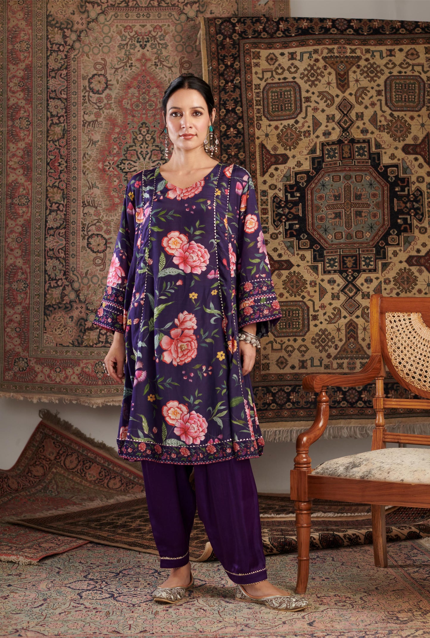 CHINTZ PURPLE KURTA SET