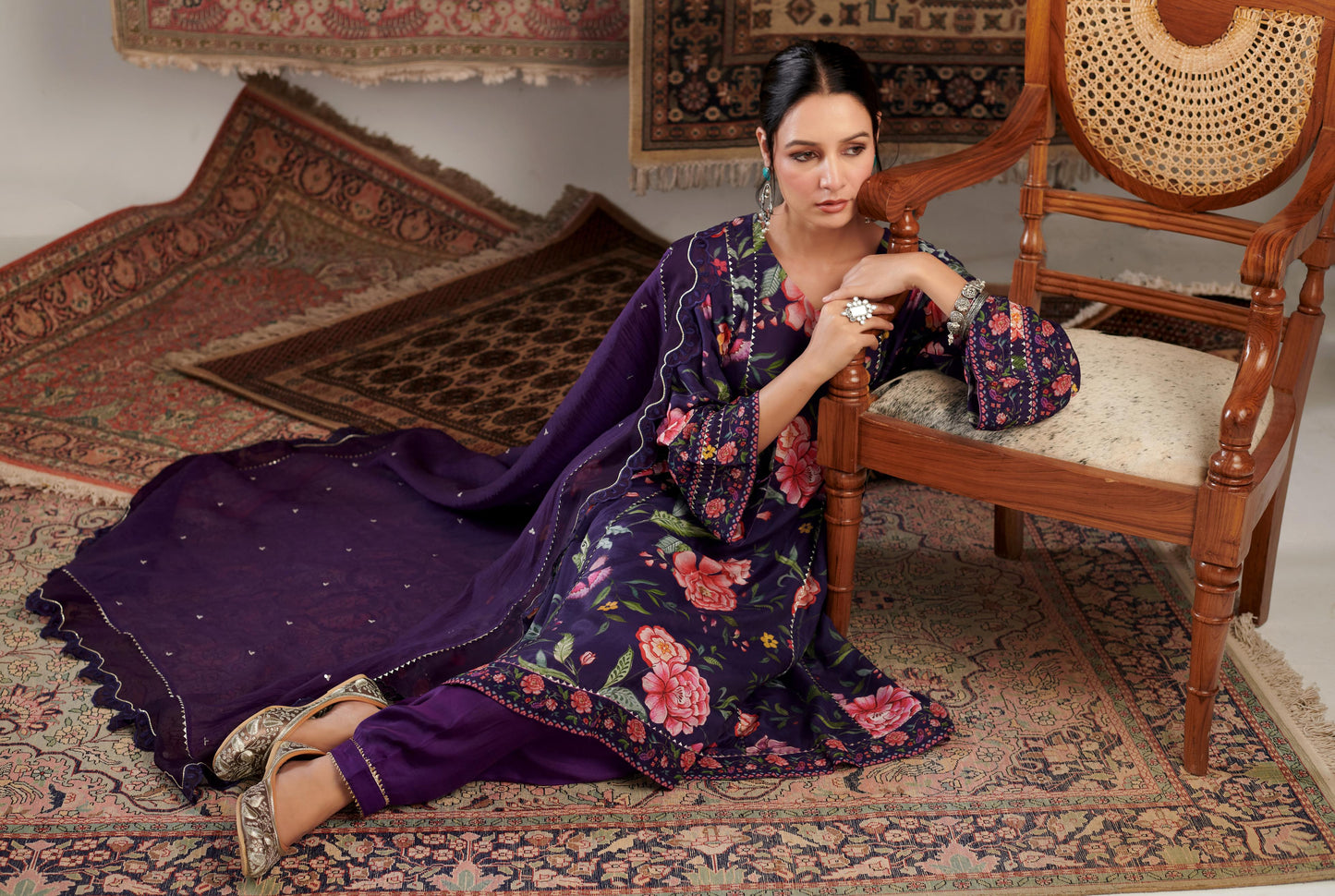 CHINTZ PURPLE KURTA SET