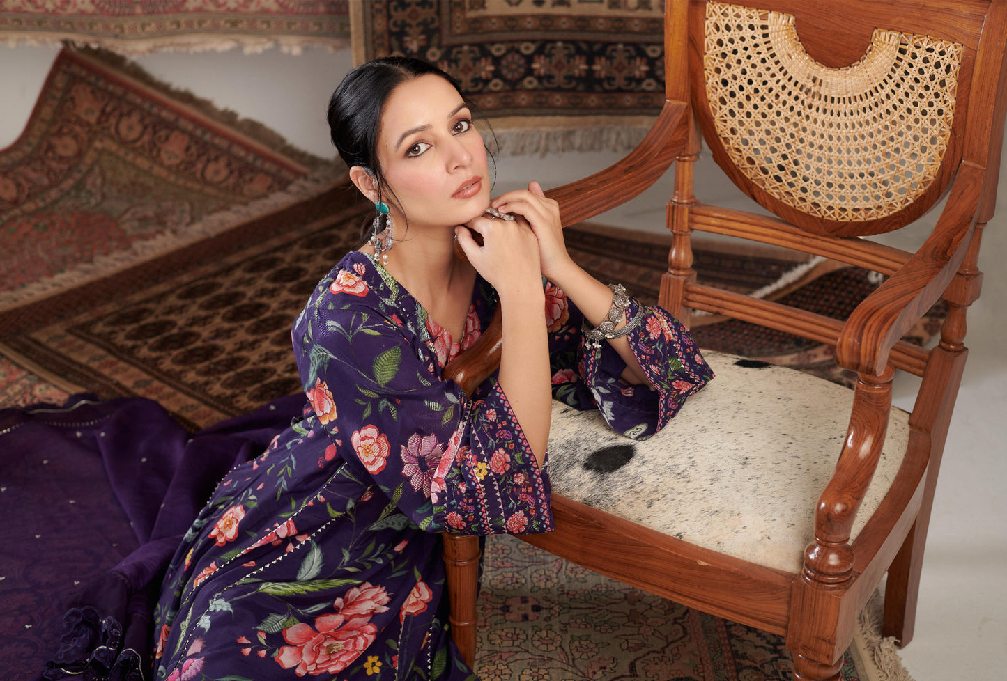 CHINTZ PURPLE KURTA SET