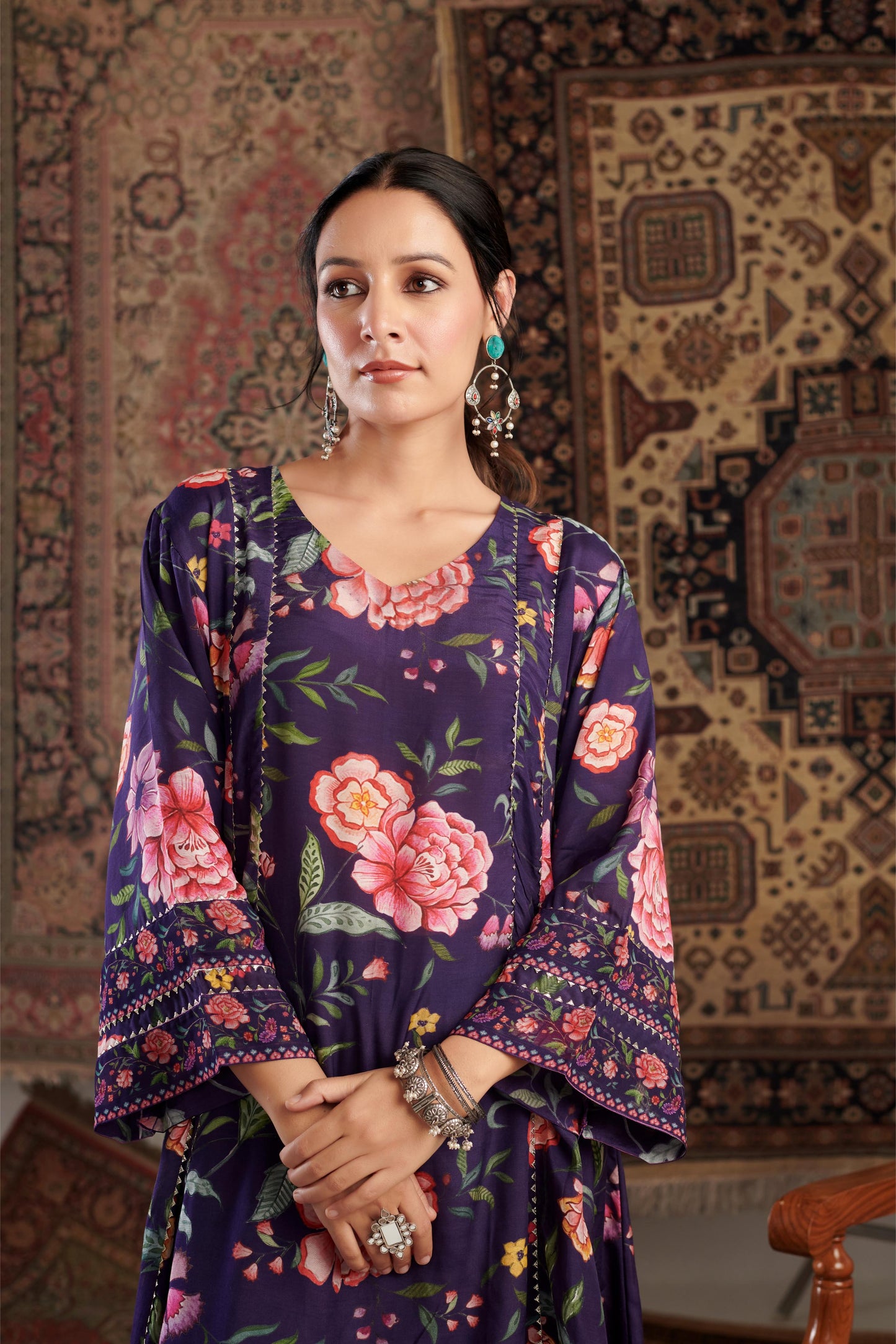 CHINTZ PURPLE KURTA SET