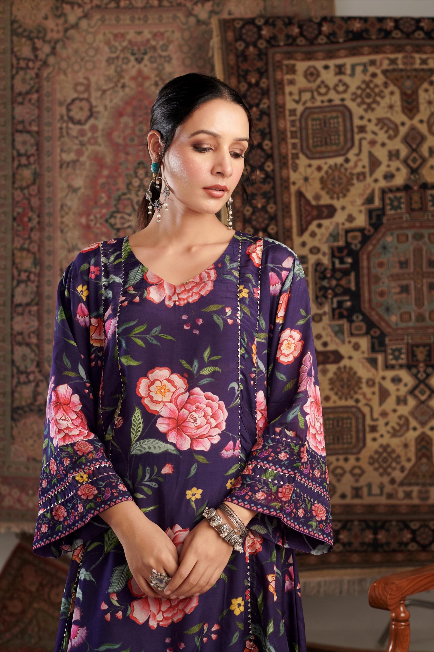 CHINTZ PURPLE KURTA SET